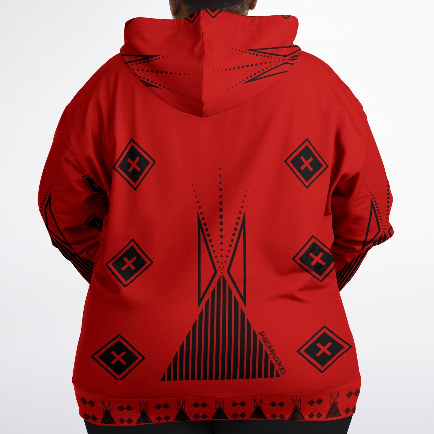 $NiieihiiNookei Fashion Plus-size Ziphoodie - AOP Red