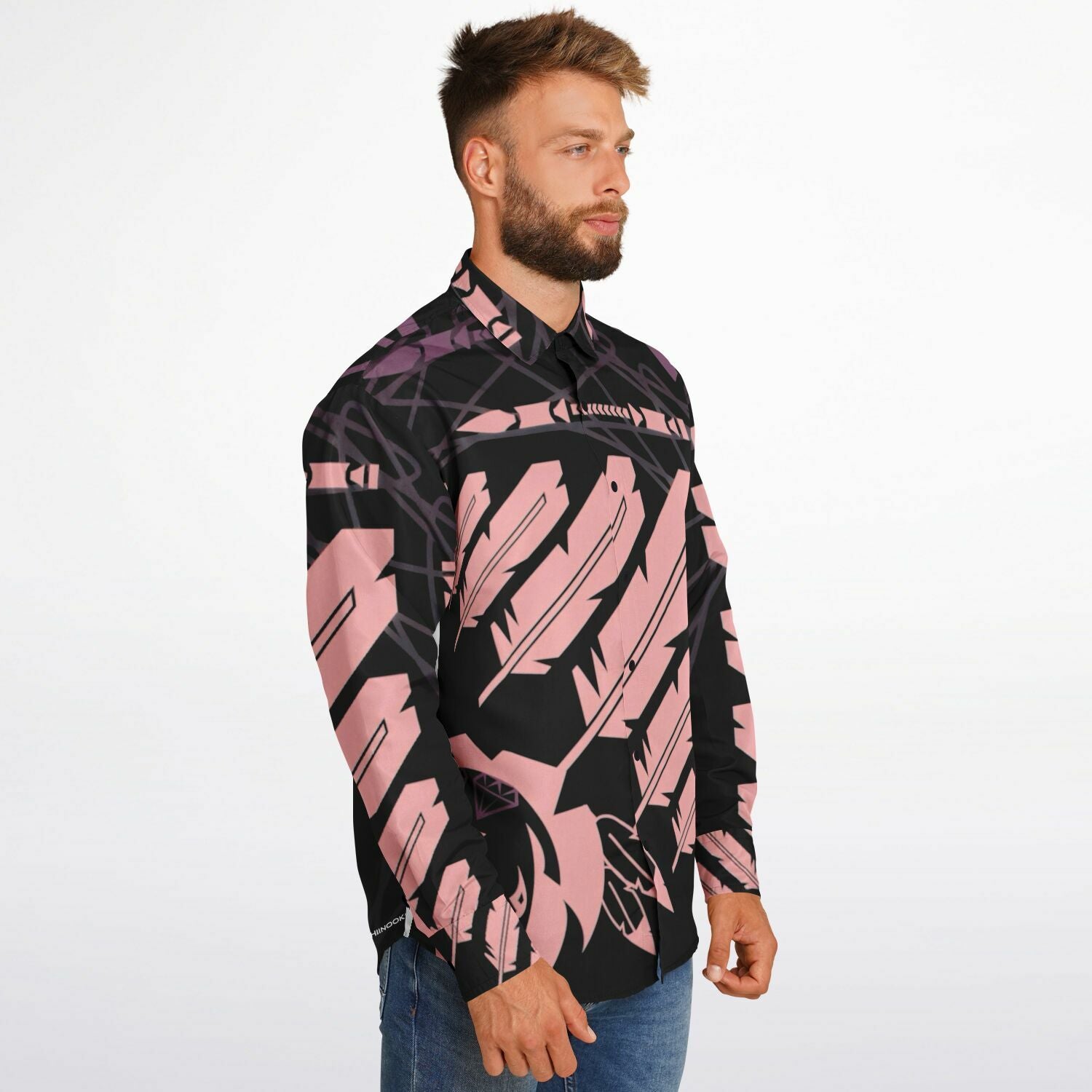 $NiieihiiNookei Long Sleeve Button Down Shirt - AOP