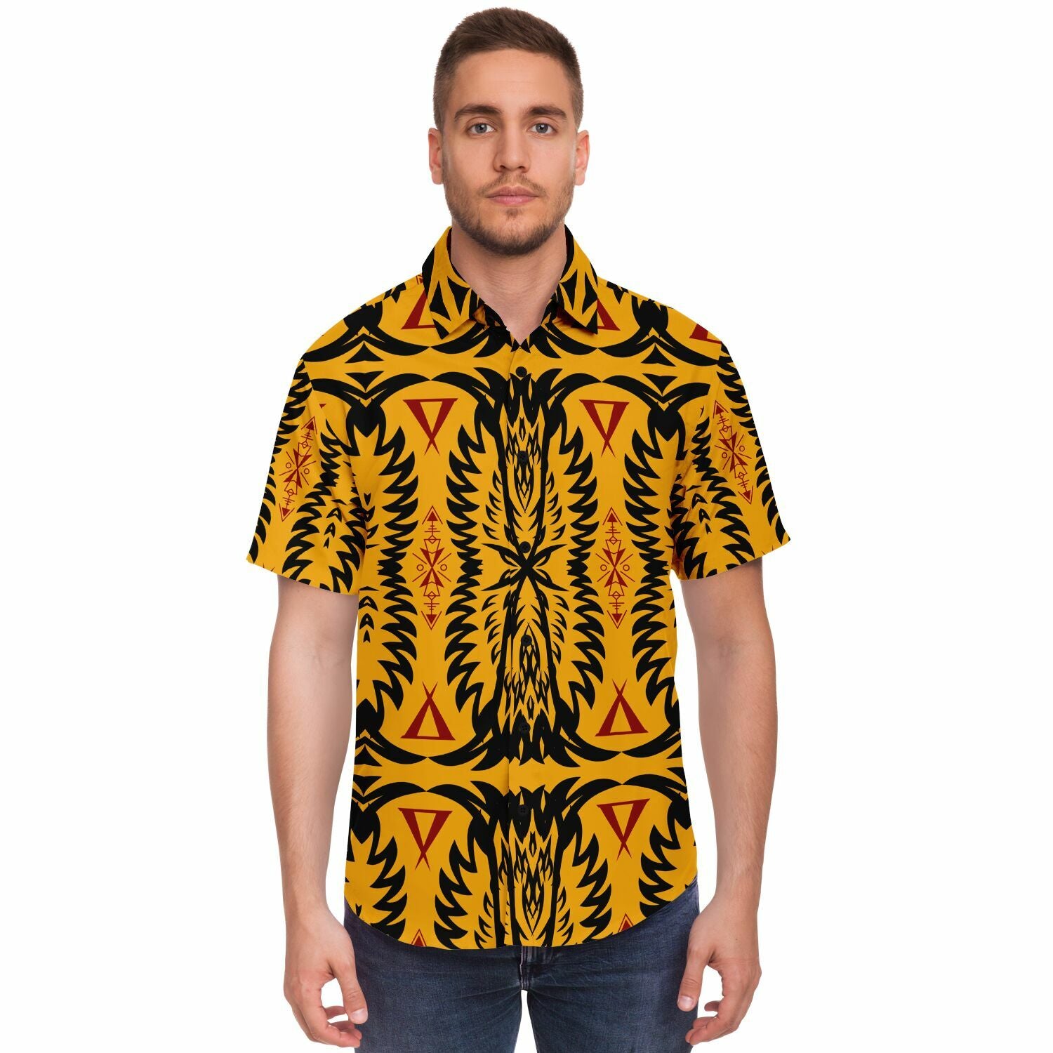 Short Sleeve Button Down Shirt 3- AOP