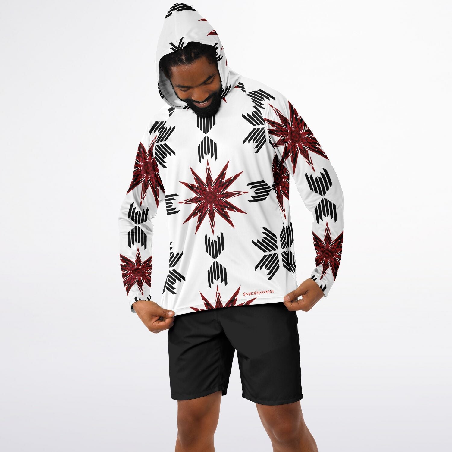 Men's Long Sleeve Hooded Performance Shirt - AOP