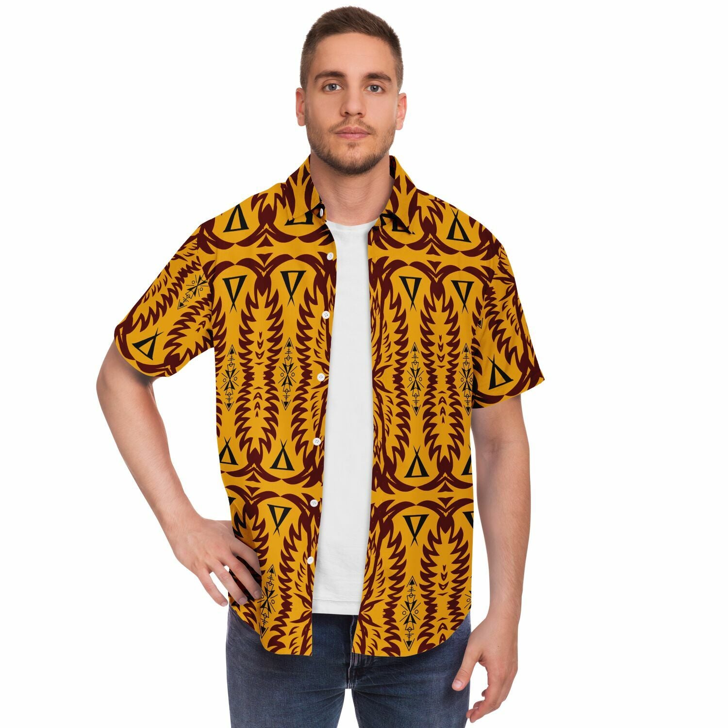 Short Sleeve Button Down Shirt - AOP