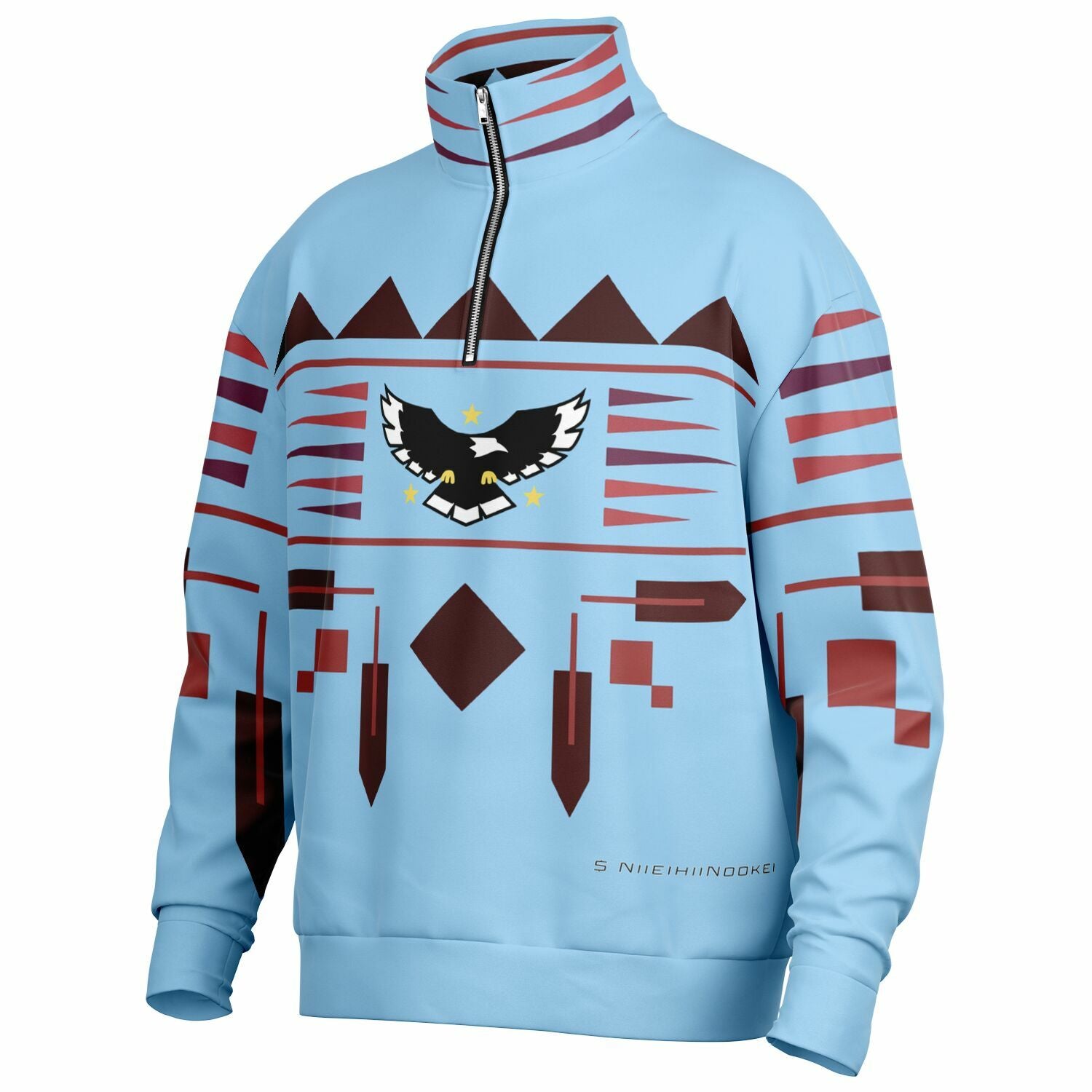 $NiieihiiNookei Heavyweight Oversized Quarter Zip Sweatshirt - AOP