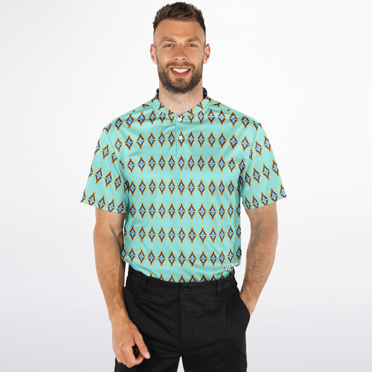 $NiieihiiNookei Blade Collar Polo Shirt - AOP