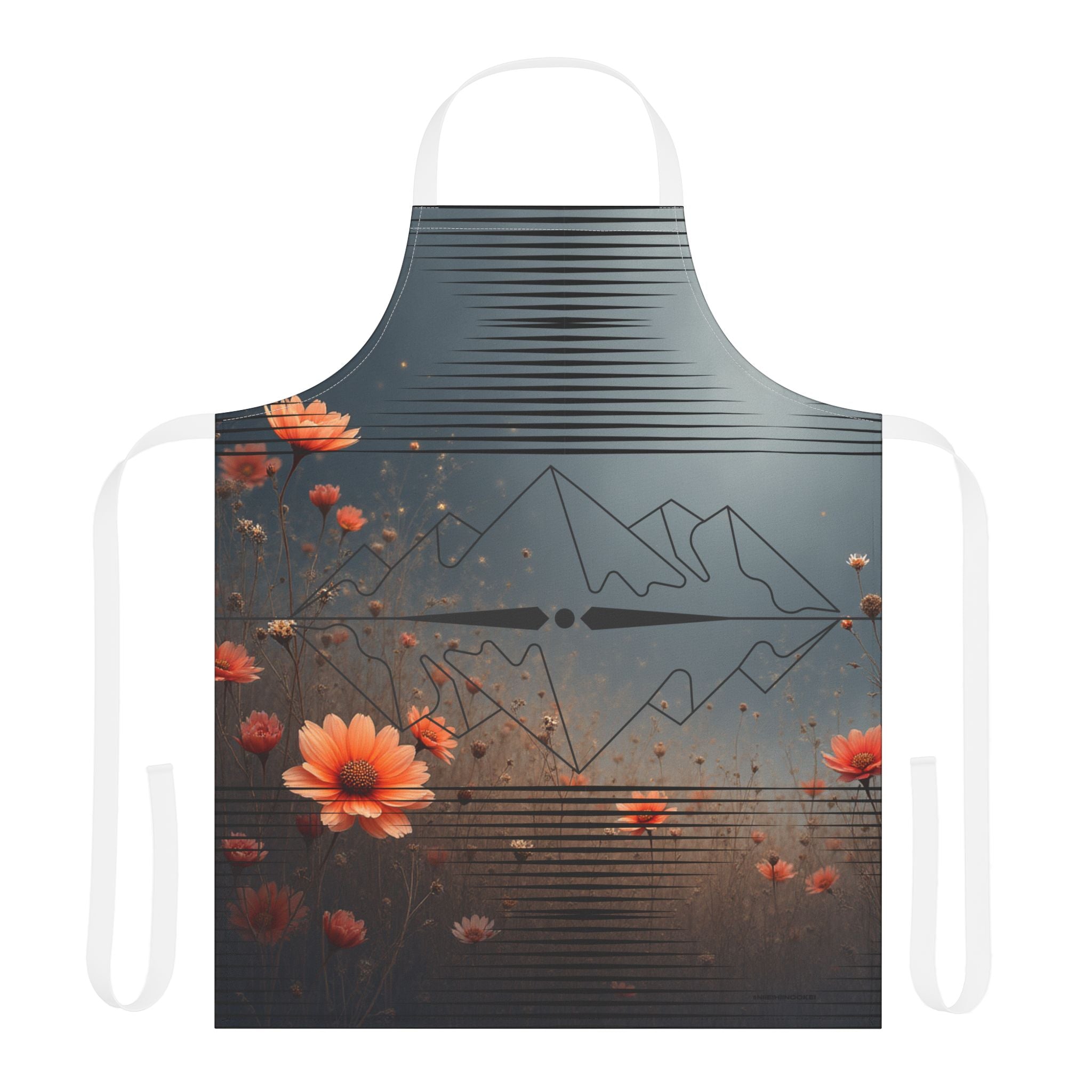Floral Mountain Reflection Apron — Botanical Camping Chef Apron