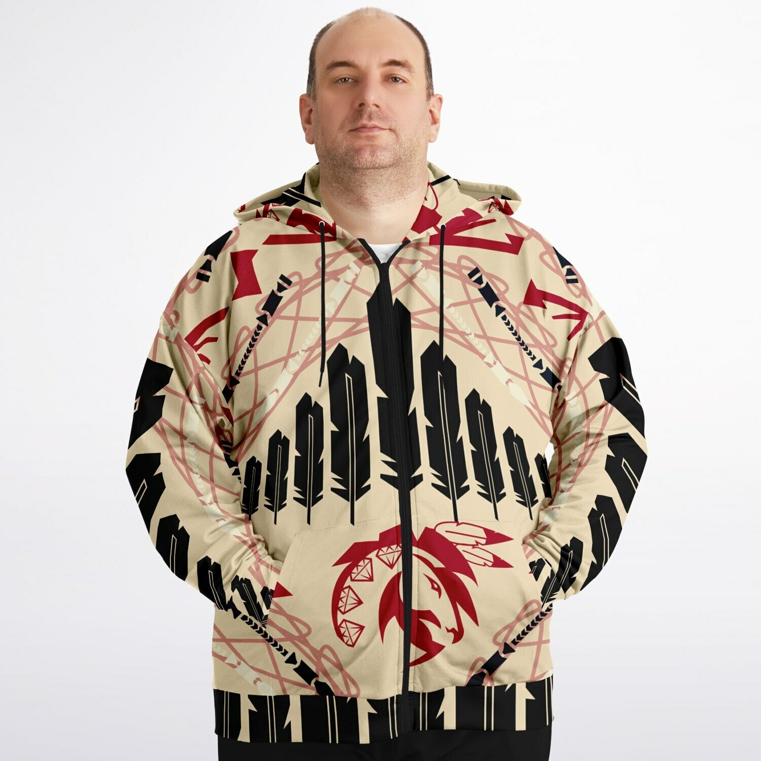$NiieihiiNookei Plus-size Ziphoodie - AOP