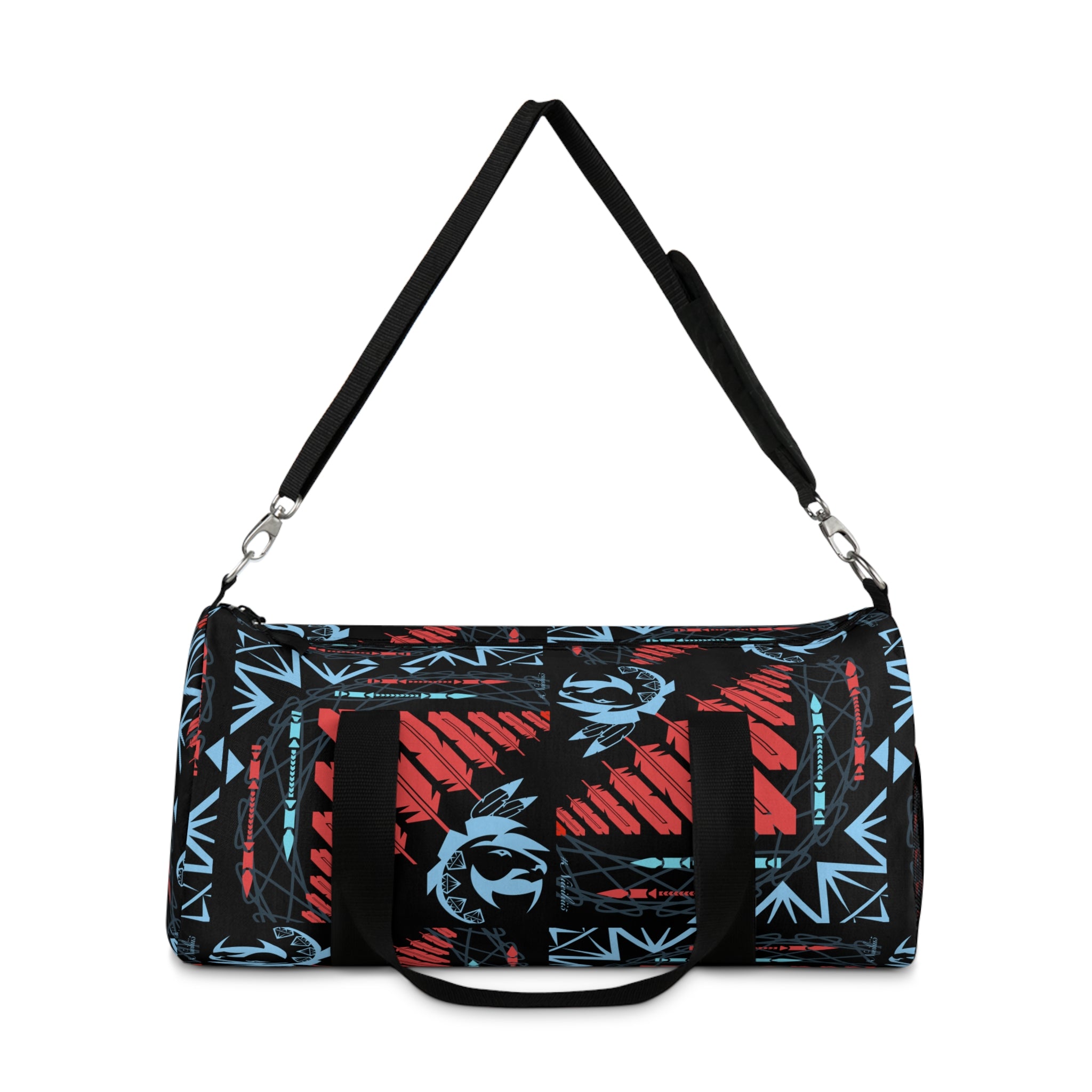 $NiieihiiNookei Duffel Bag — Red & Blue Geometric Travel Gym Bag