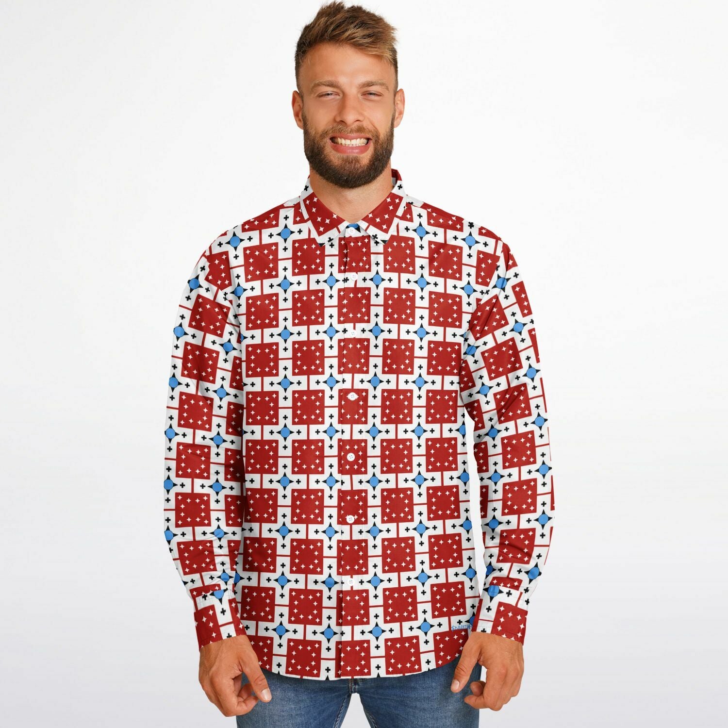 $NiieihiiNookei Long Sleeve Button Down Shirt - AOP