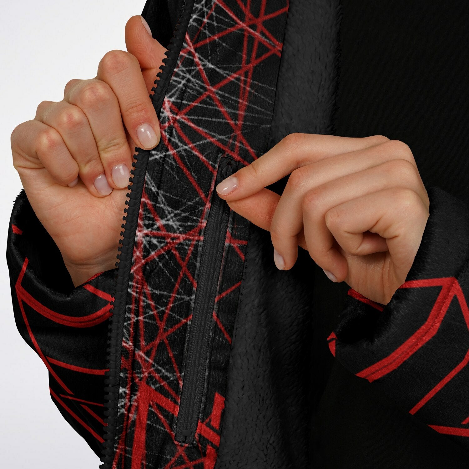 $NiieihiiNookei Microfleece Lined Zipper Cloak - AOP