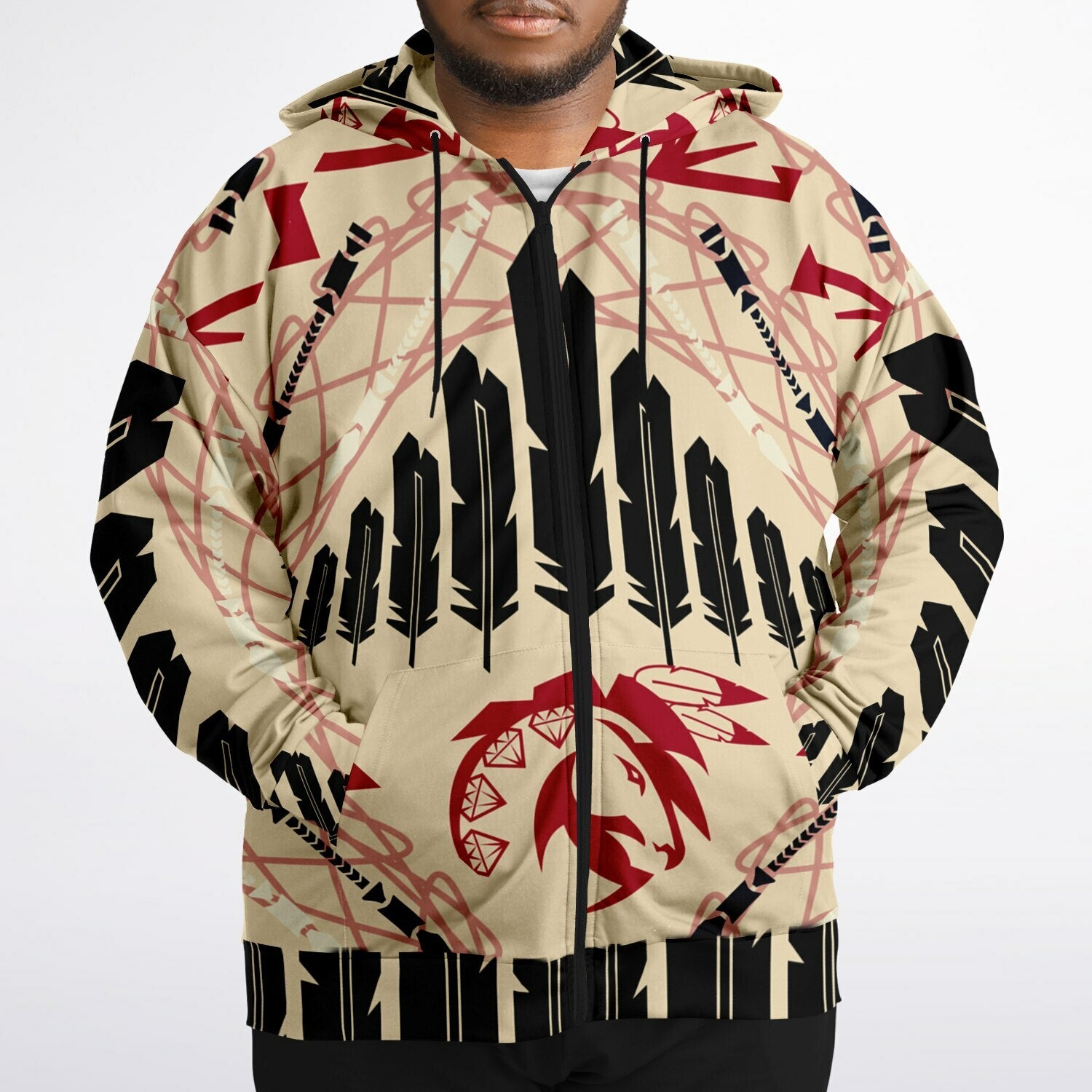 $NiieihiiNookei Plus-size Ziphoodie - AOP