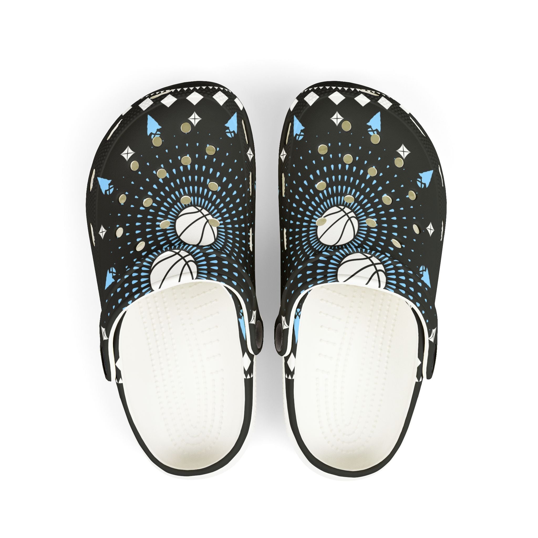 $NiieihiiNookei Kids Basketball Pattern EVA Foam Clogs — Slip-On Sports Shoes
