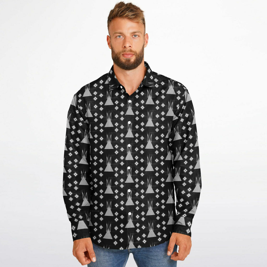 $NiieihiiNookei Long Sleeve Button Down Shirt - AOP