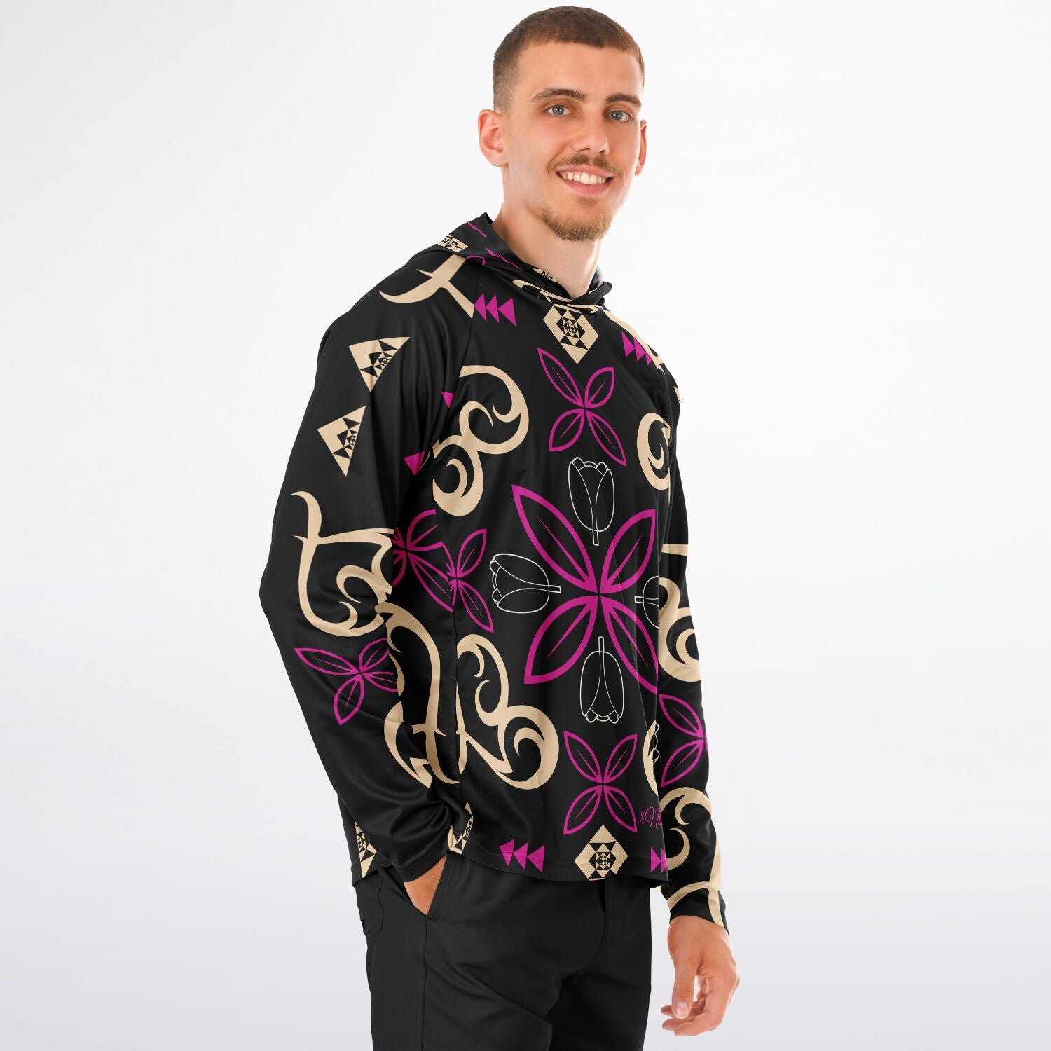 $NiieihiiNookei Men's Long Sleeve Hooded Performance Shirt - AOP