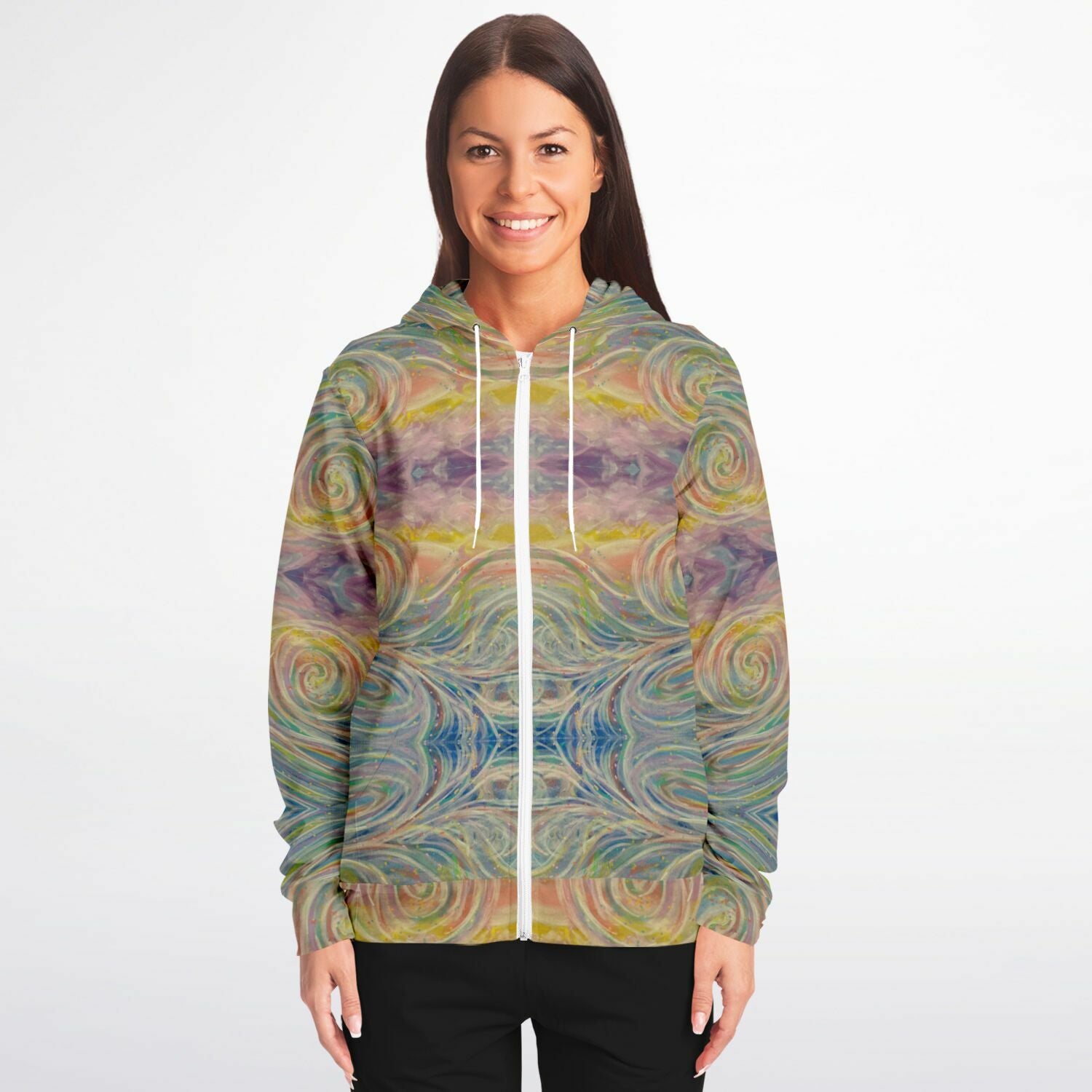 SMW Watercolor Fashion Zip-Up Hoodie - AOP