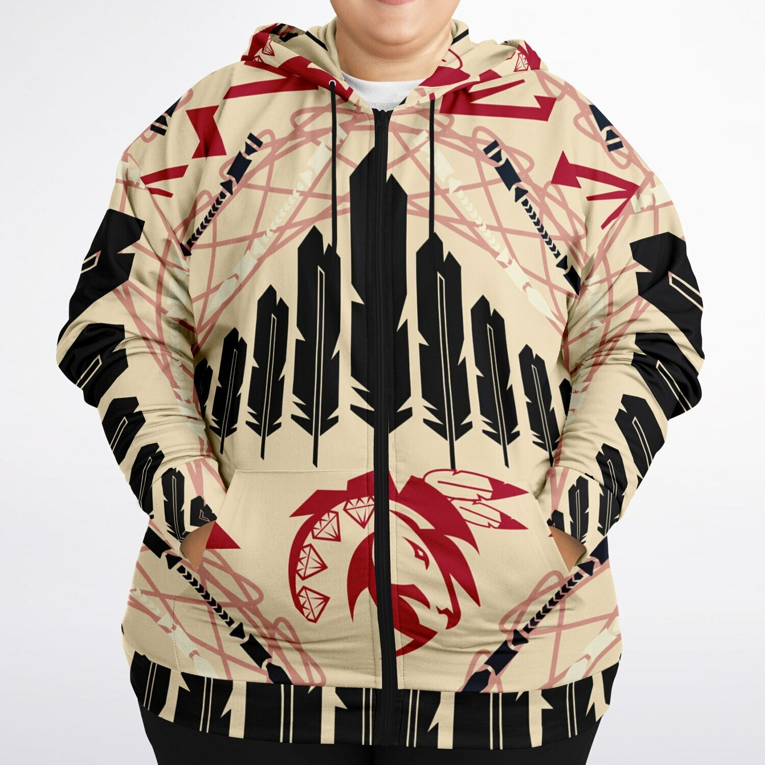$NiieihiiNookei Plus-size Ziphoodie - AOP