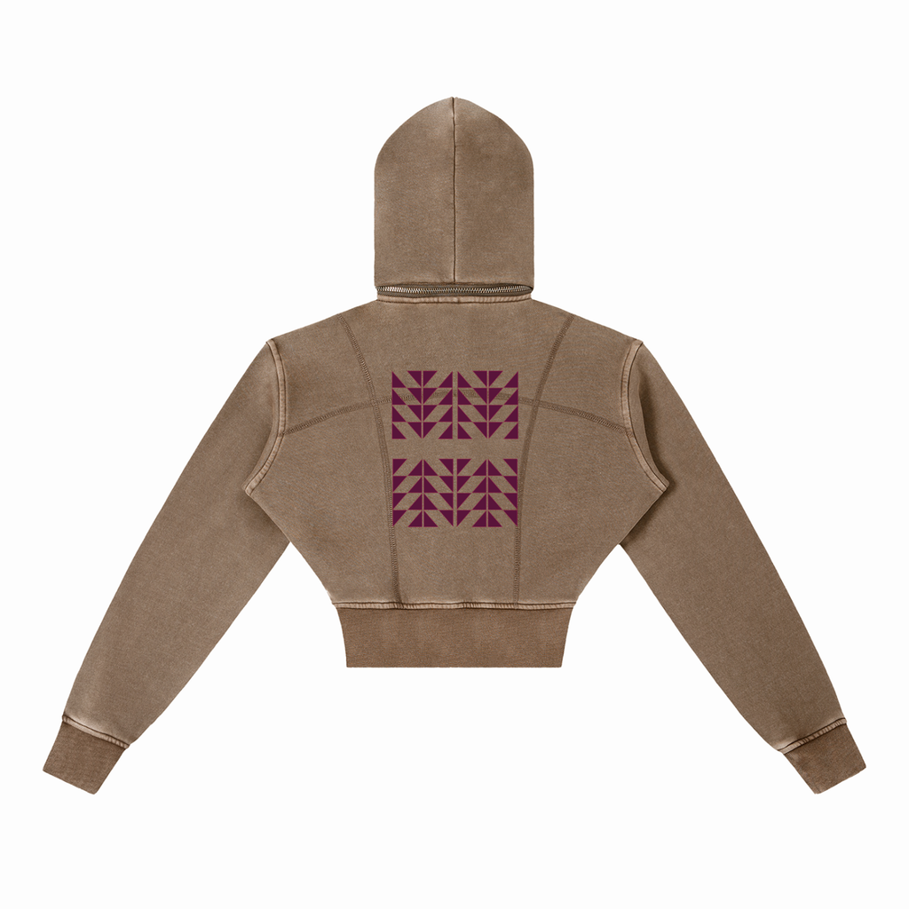 $NiieihiiNookei Vintage Washed Cropped Fleece Hoodie