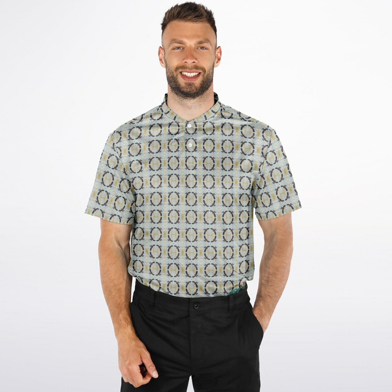 $NiieihiiNookei Blade Collar Polo Shirt - AOP