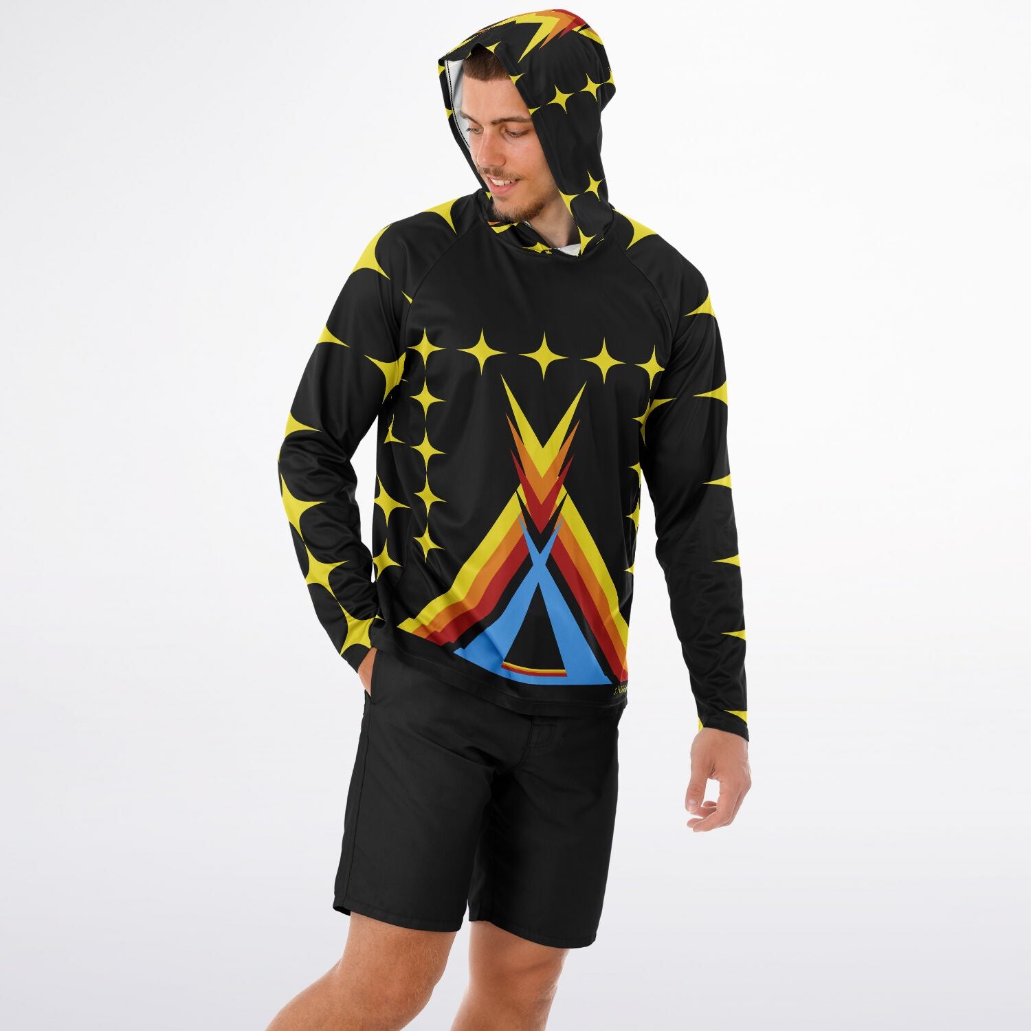 $NiieihiiNookei Long Sleeve Hooded Performance Shirt - AOP