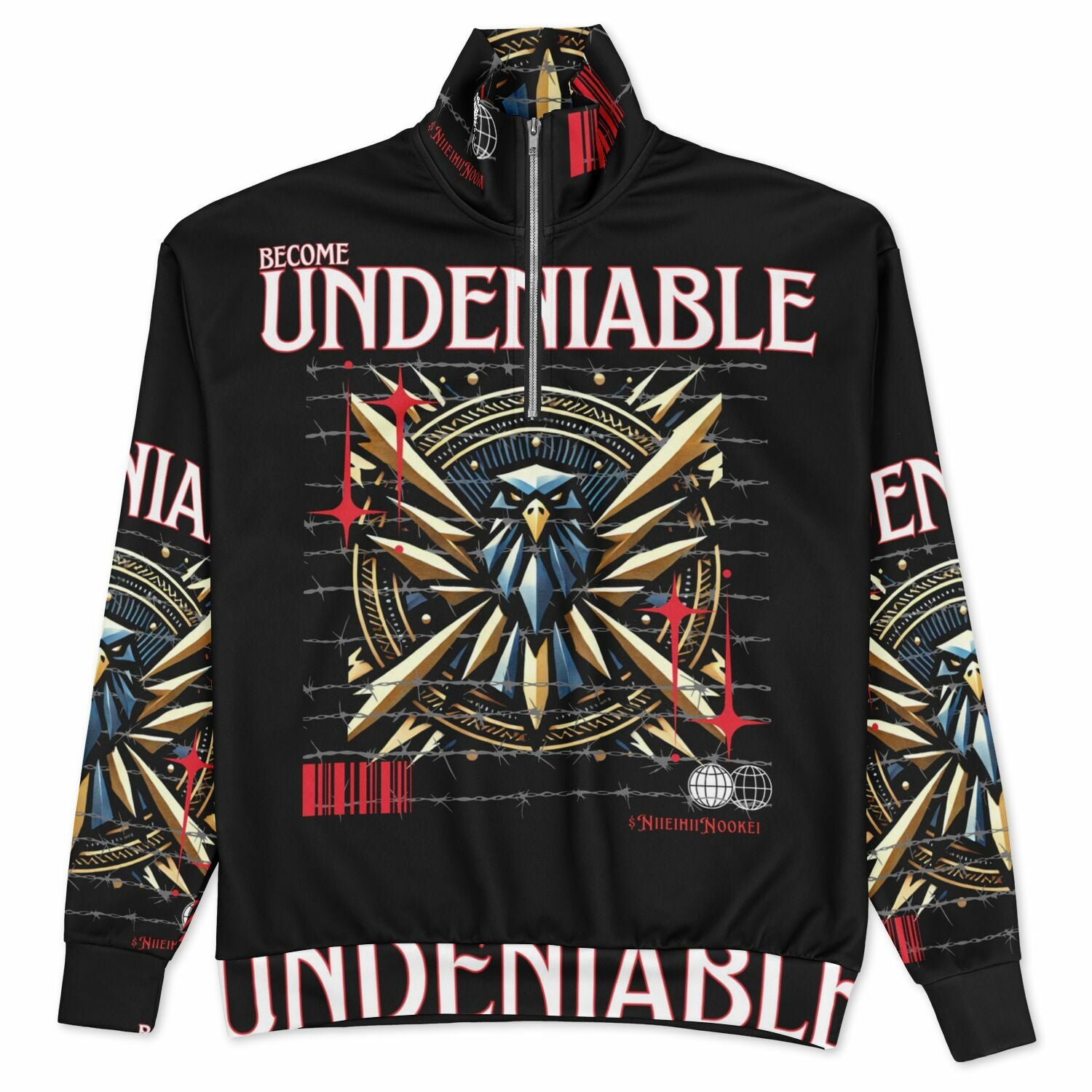 $NiieihiiNookei Heavyweight Oversized Quarter Zip Sweatshirt - AOP