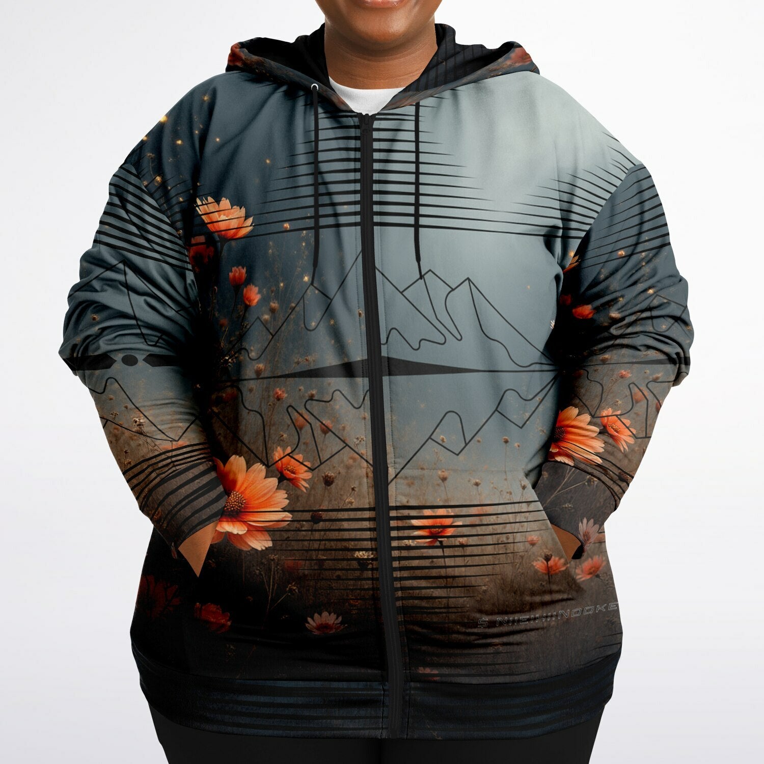 $NiieihiiNookei  Plus-size Ziphoodie - AOP