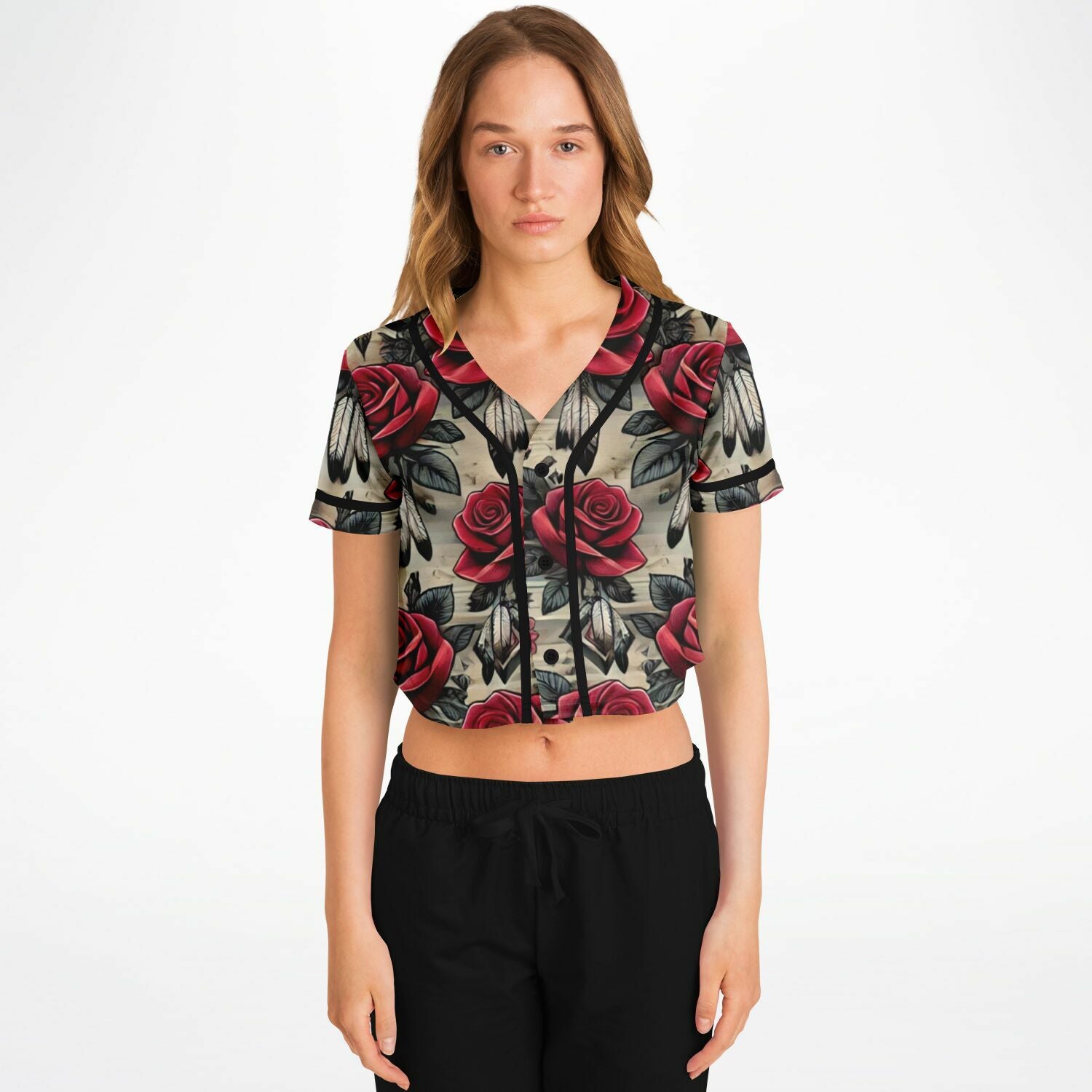 $NiieihiiNookei Cropped Baseball Jersey - AOP