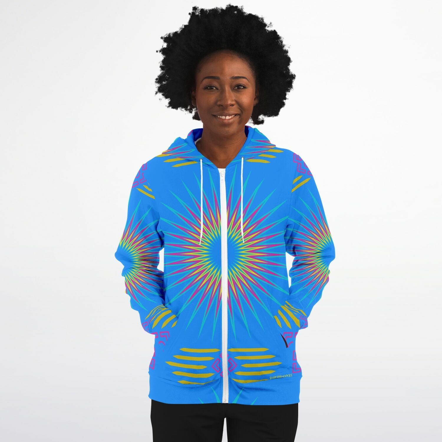 $NiieihiiNookei Fashion Zip-Up Hoodie - AOP Blue