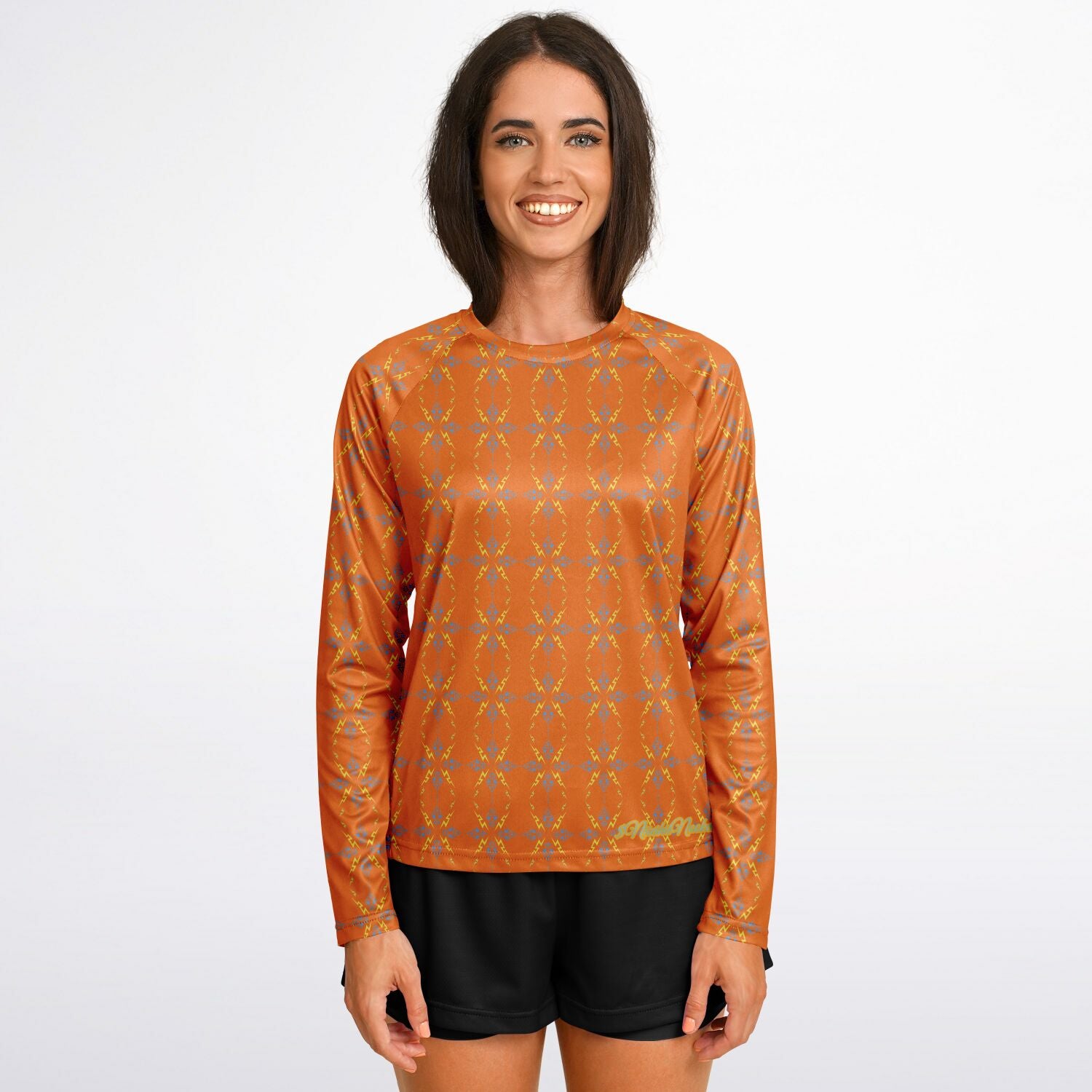 Women's Long Sleeve Performance Shirt - AOP Orange