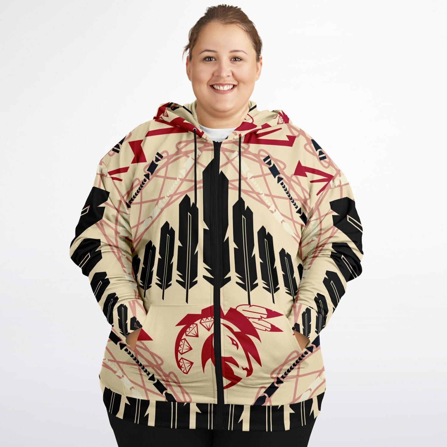 $NiieihiiNookei Plus-size Ziphoodie - AOP