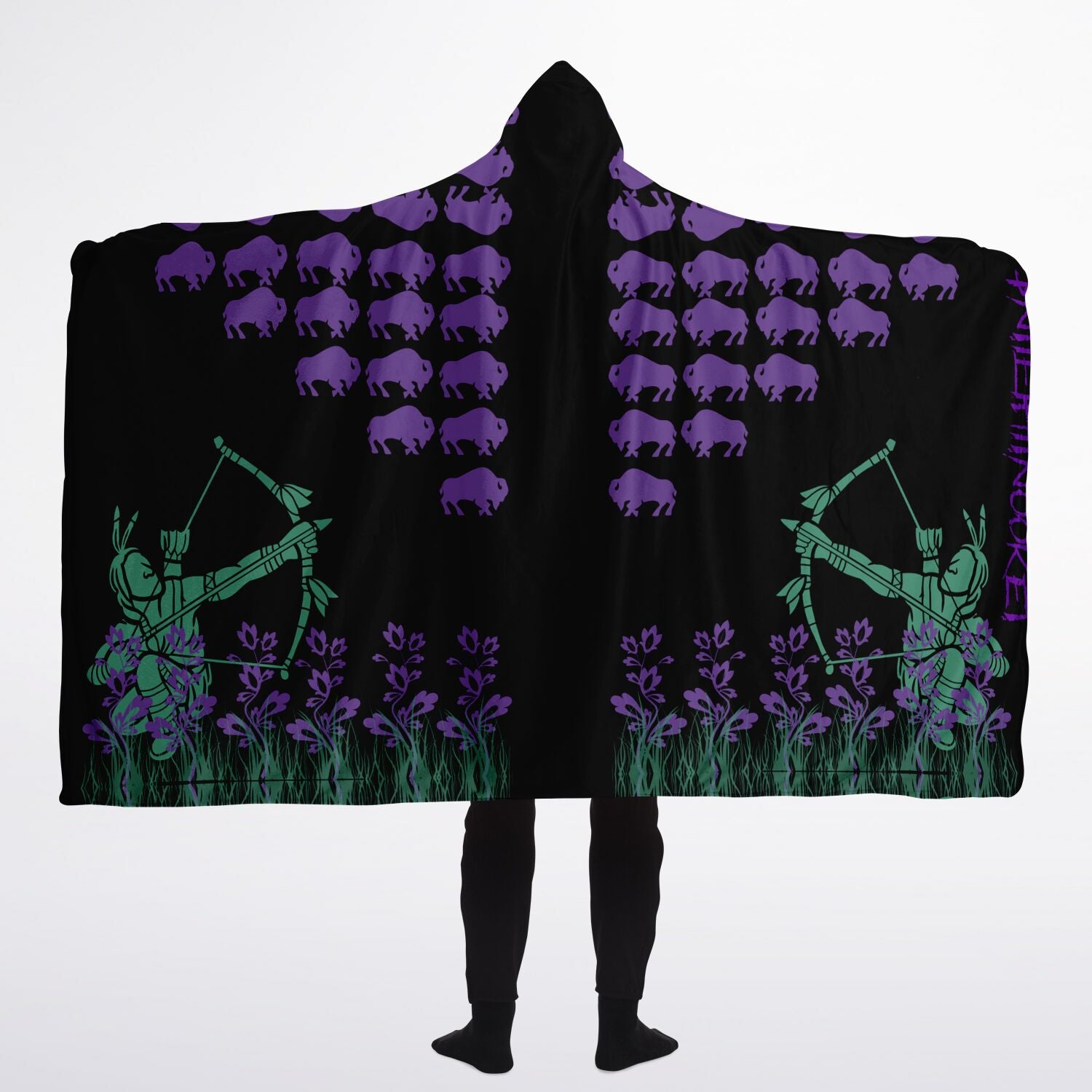 $NiieihiiNookei Hooded Blanket Sherpa - AOP
