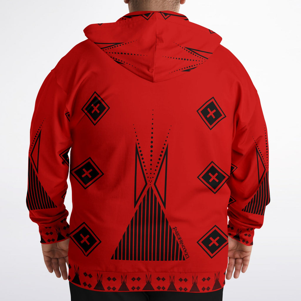 $NiieihiiNookei Fashion Plus-size Ziphoodie - AOP Red