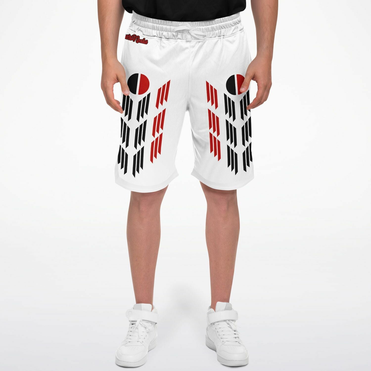 $NiieihiiNookei Arapaho Flag Design Basketball Short Rib - AOP