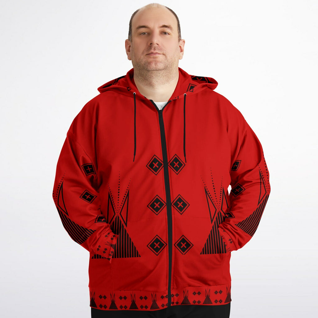 $NiieihiiNookei Fashion Plus-size Ziphoodie - AOP Red