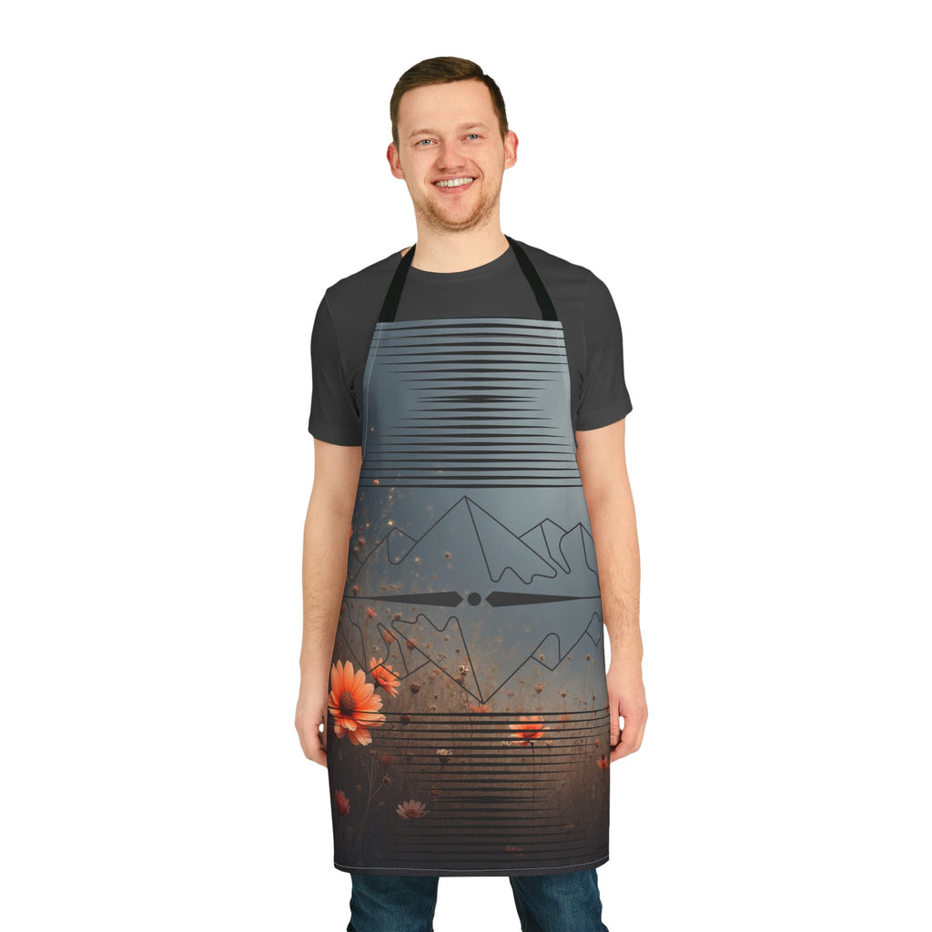 Floral Mountain Reflection Apron — Botanical Camping Chef Apron