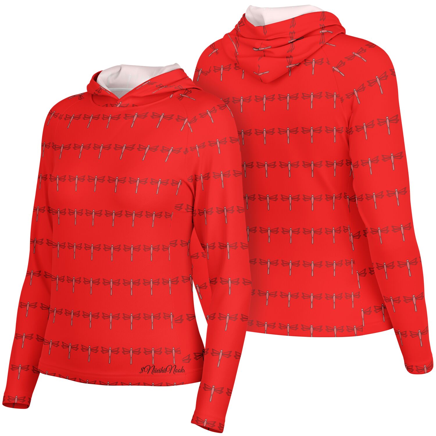 $NiieihiiNookei Women's Long Sleeve Hooded Performance Shirt - AOP