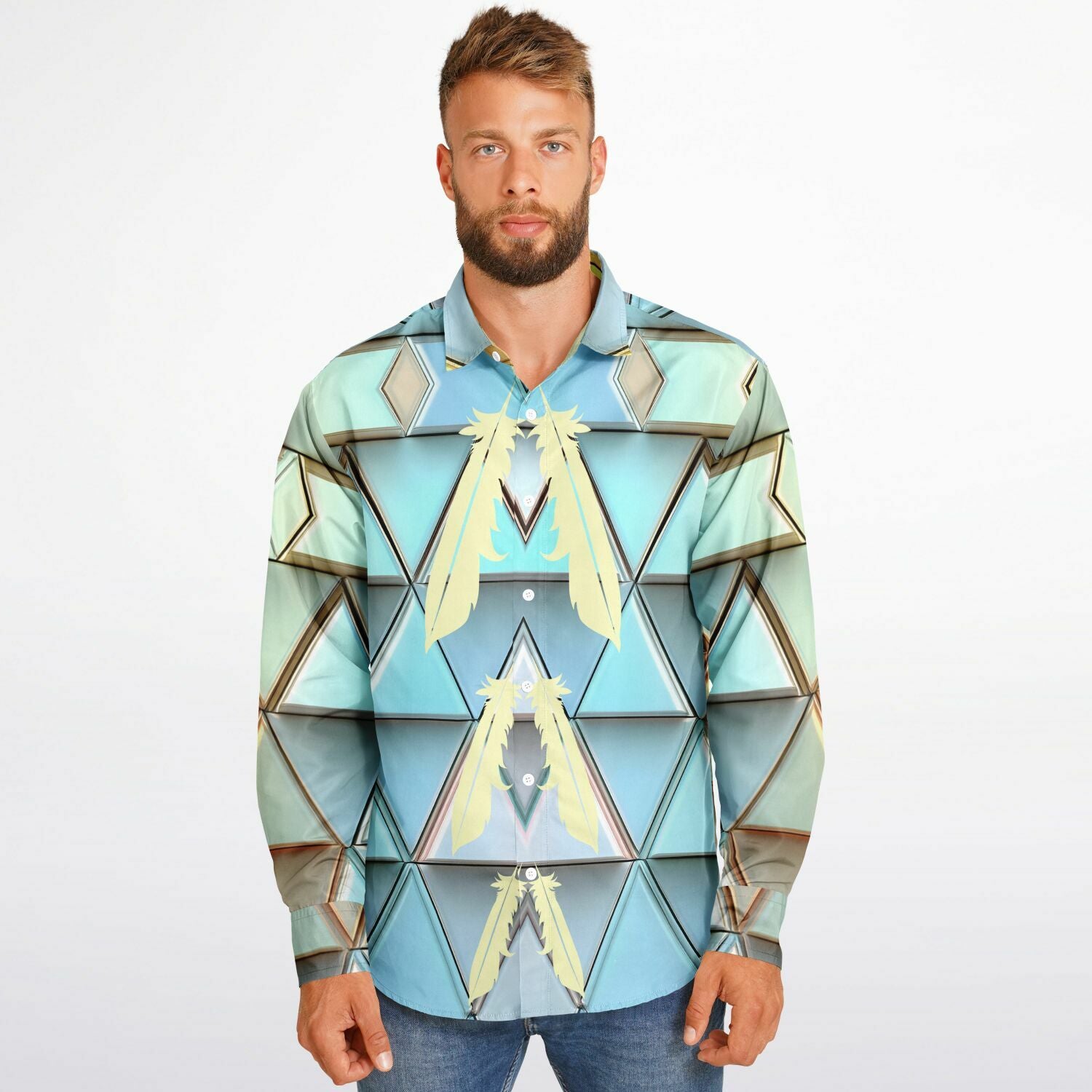 $NiieihiiNookei Long Sleeve Button Down Shirt - AOP