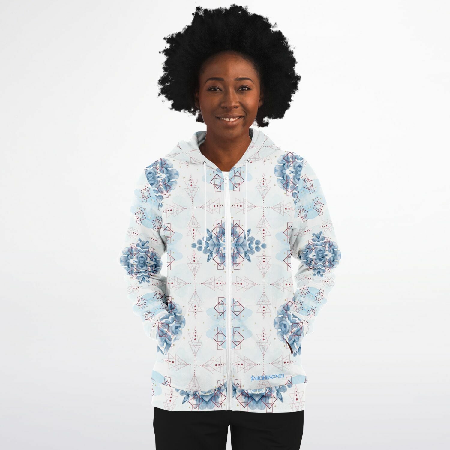 Athletic Zip-Up Hoodie - AOP