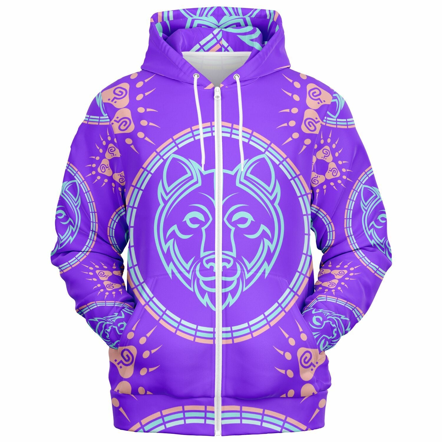 $NiieihiiNookei Bear Fashion Zip-Up Hoodie - AOP