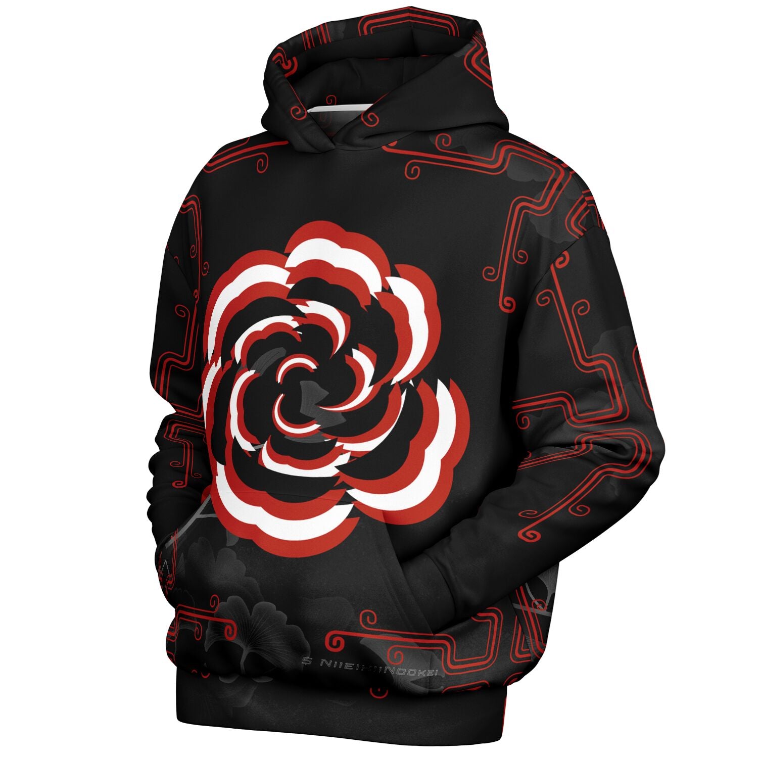 $NiieihiiNookeii Rose Heavyweight Oversized Hoodie - AOP
