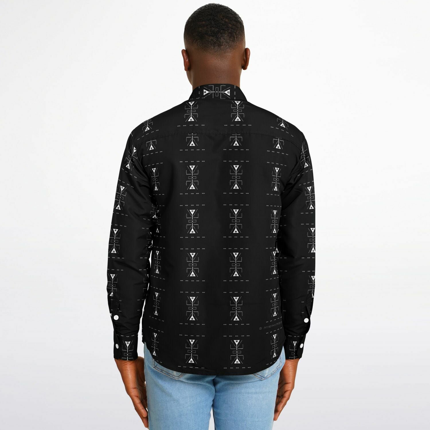 $NiieihiiNookei Long Sleeve Button Down Shirt - AOP