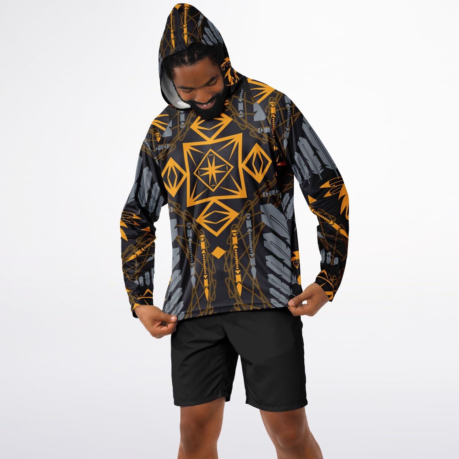 $NiieihiiNookei Long Sleeve Hooded Performance Shirt - AOP