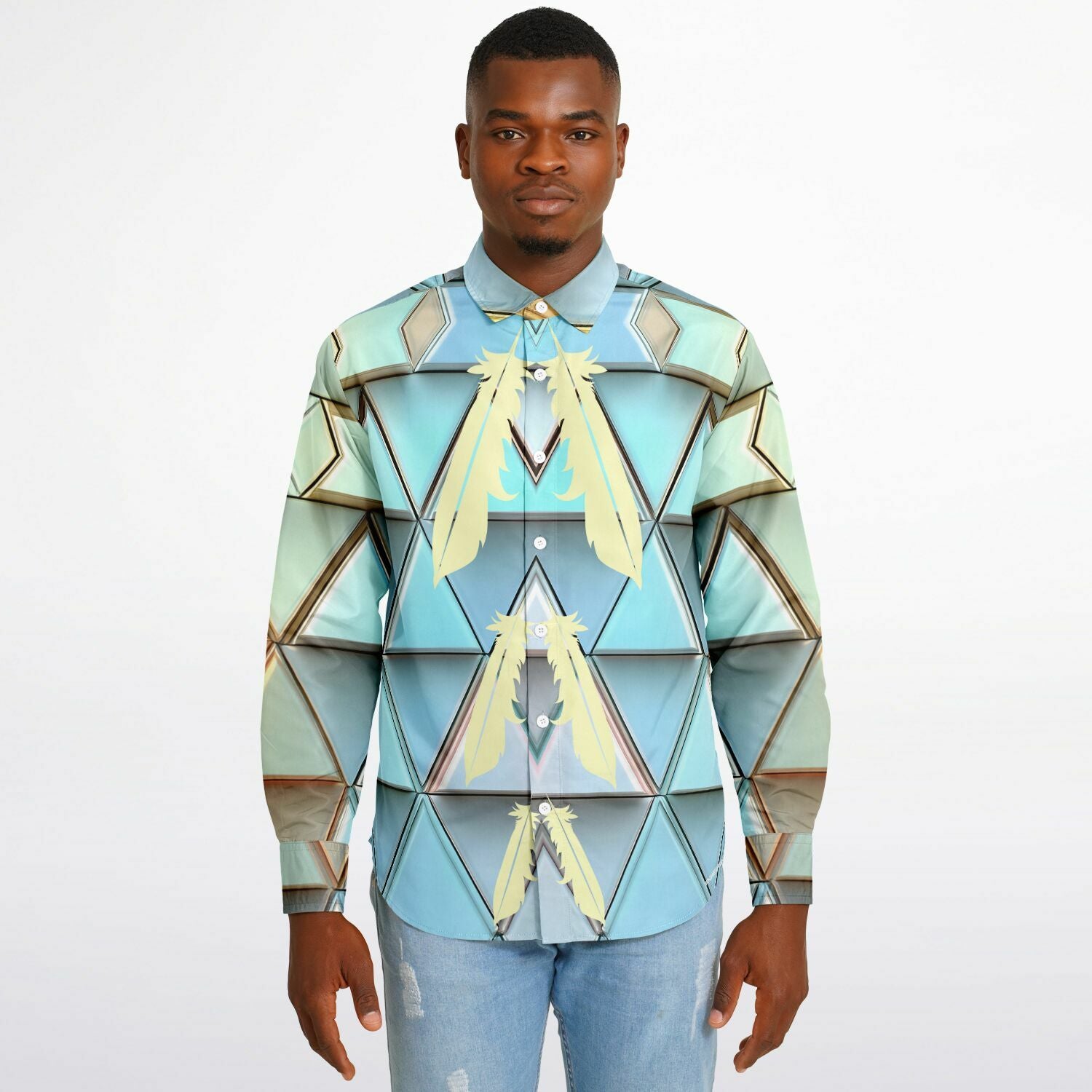 $NiieihiiNookei Long Sleeve Button Down Shirt - AOP
