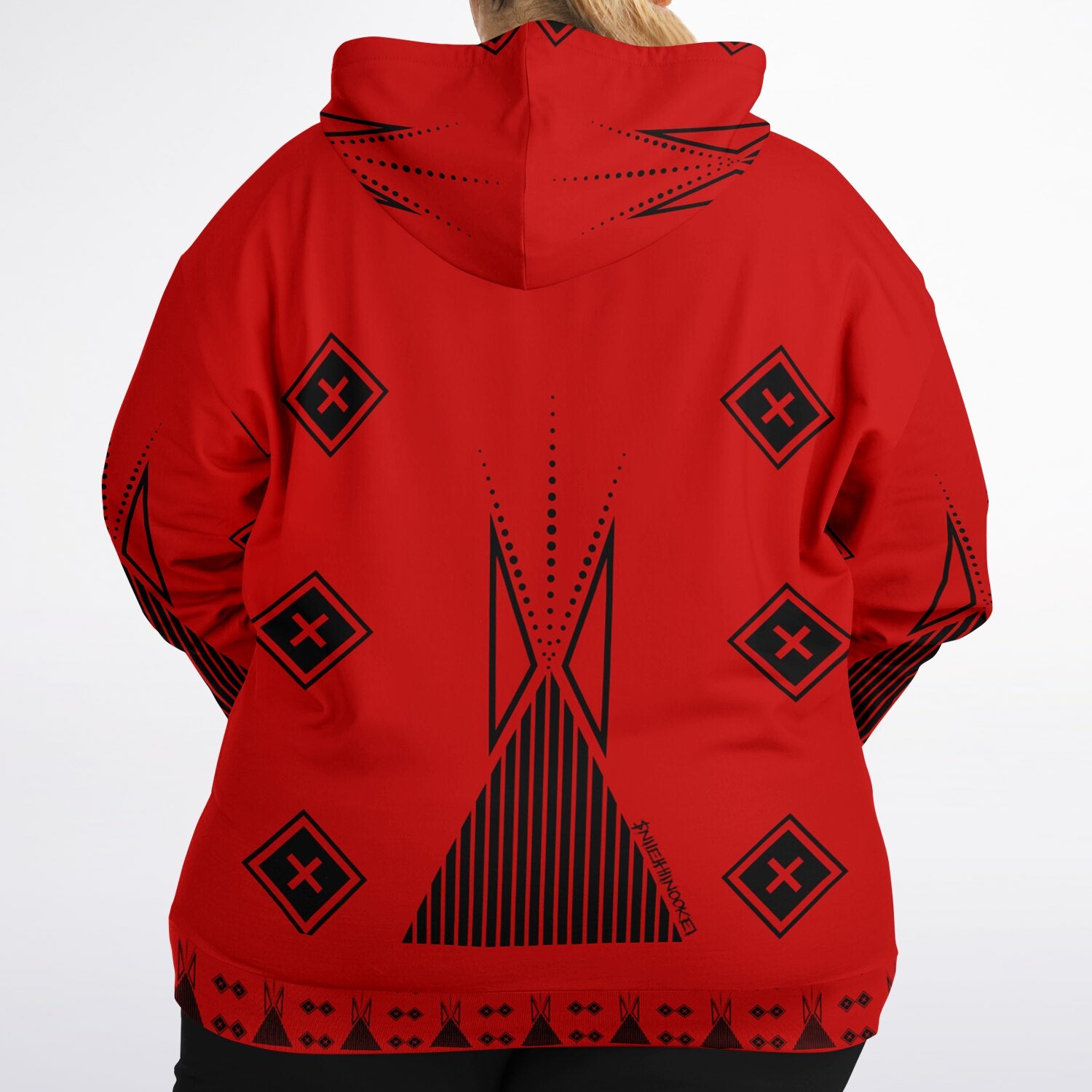 $NiieihiiNookei Fashion Plus-size Ziphoodie - AOP Red