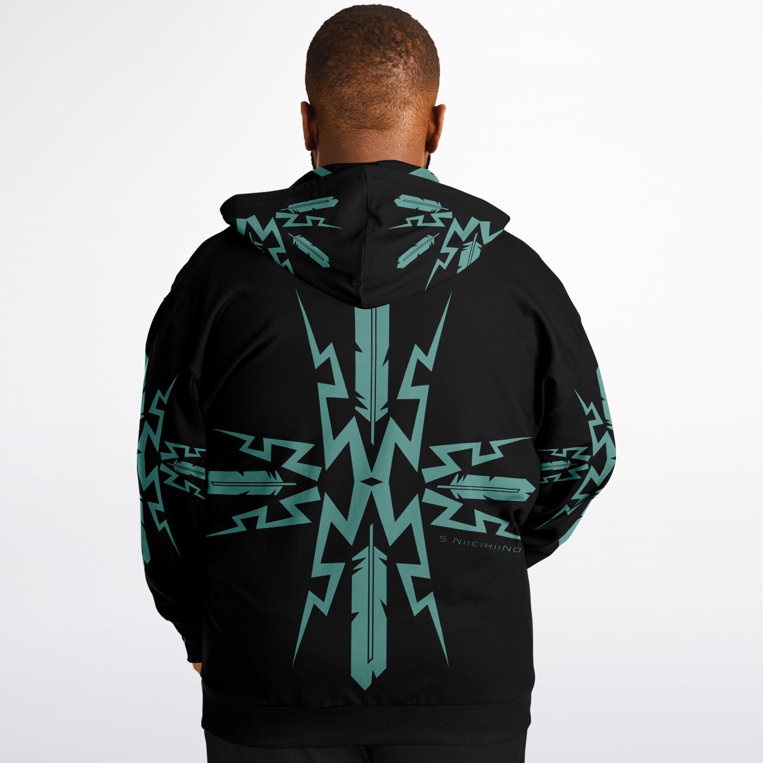 $NiieihiiNookei Plus-size Ziphoodie - AOP