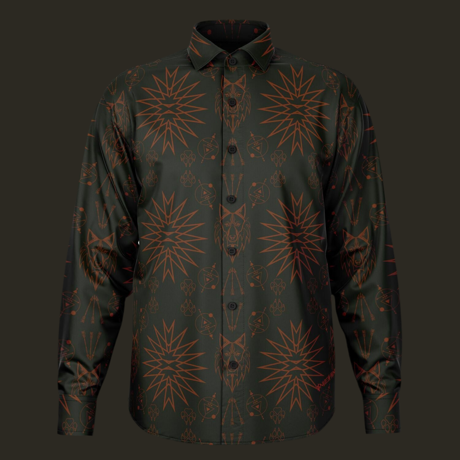 $NiieihiiNookei Long Sleeve Button Down Shirt - AOP