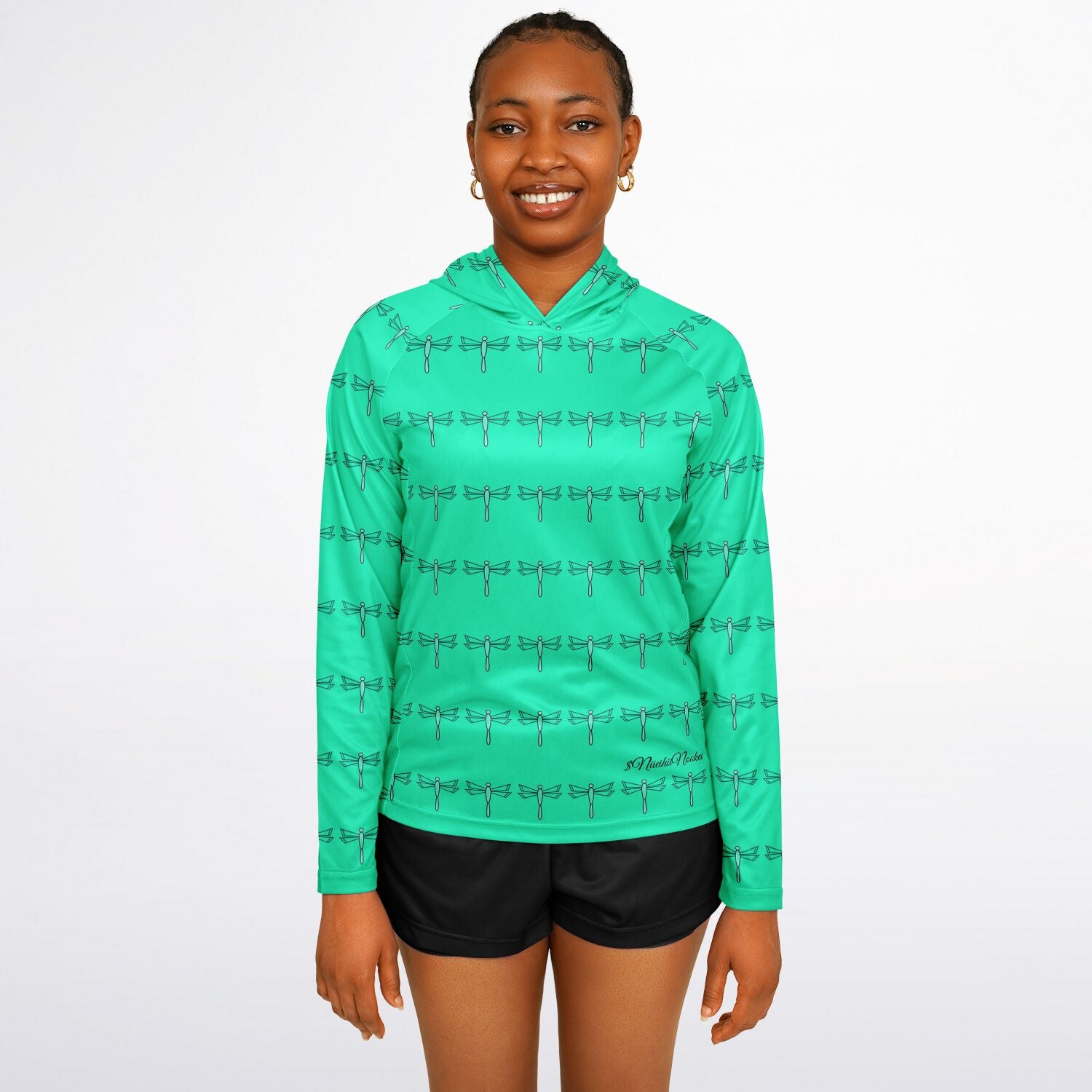 $NiieihiiNookei Women's Long Sleeve Hooded Performance Shirt - AOP
