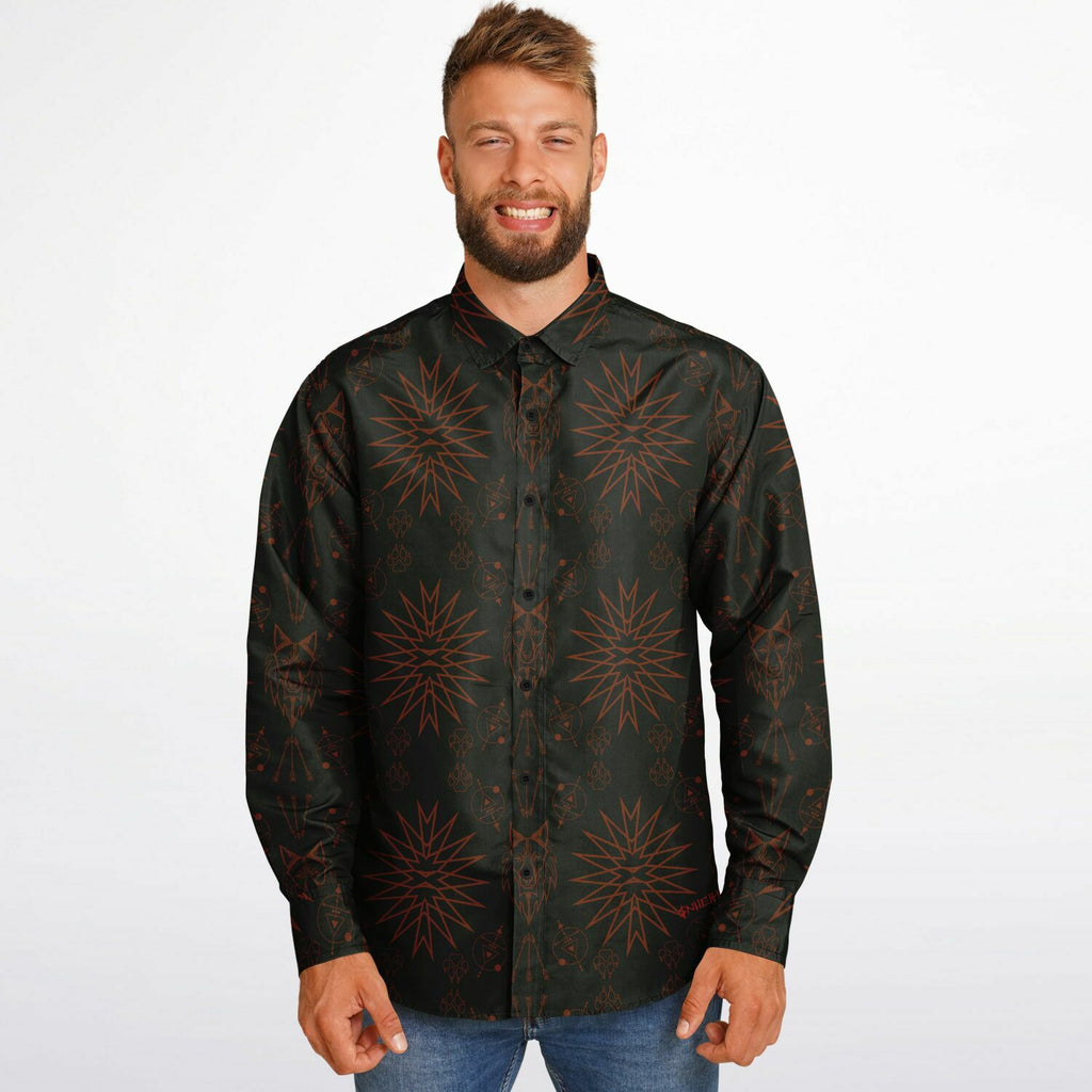 $NiieihiiNookei Long Sleeve Button Down Shirt - AOP