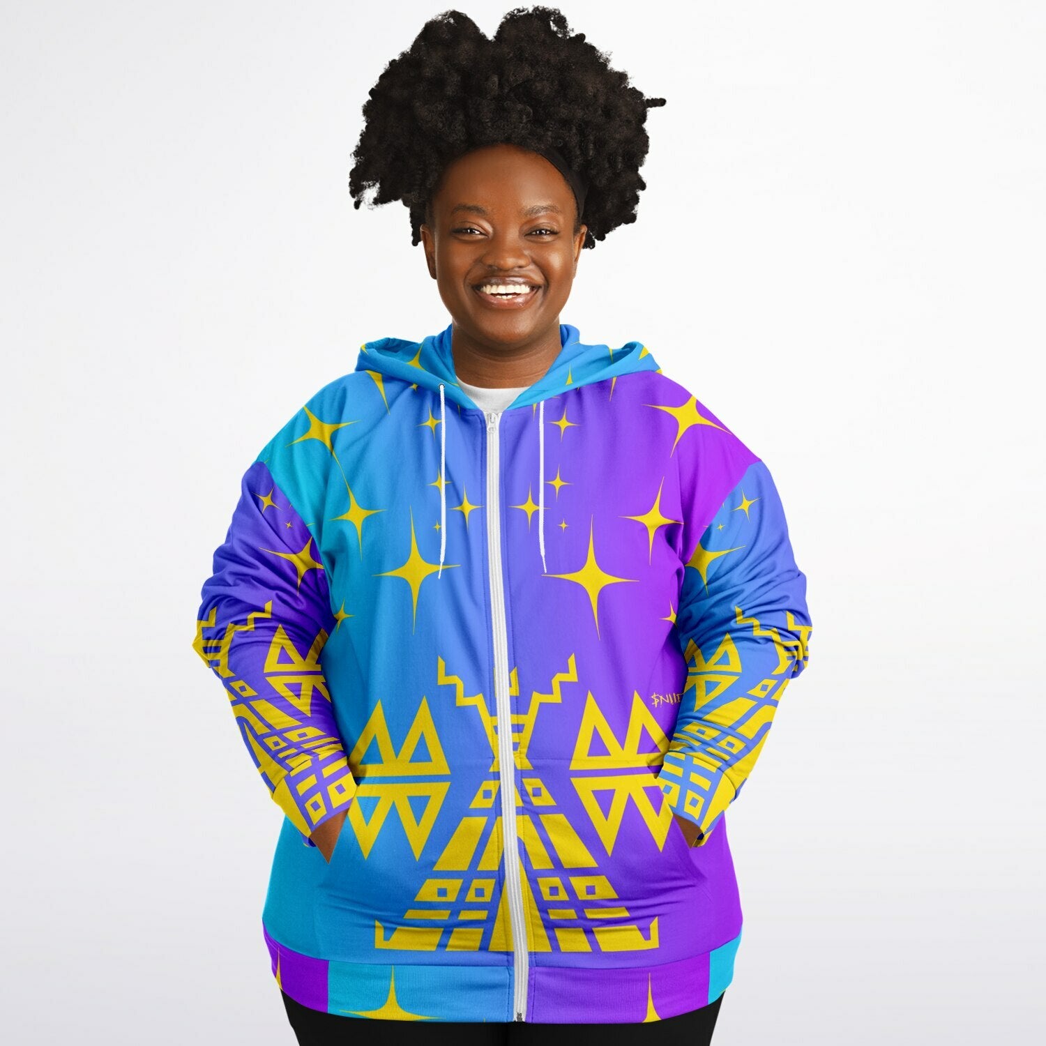 $NiieihiiNookei Fashion Plus-size Ziphoodie - AOP