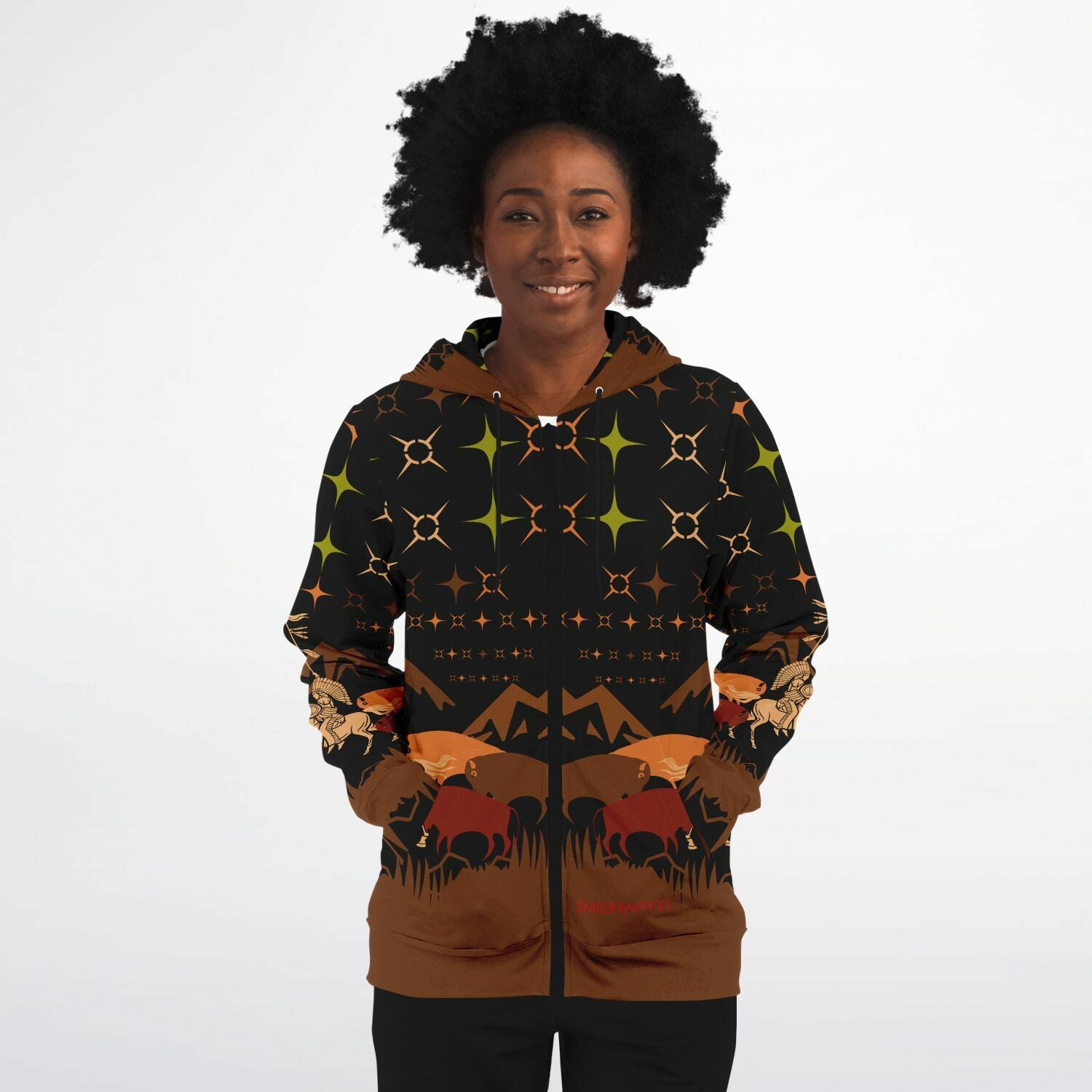 $NiieihiiNookei Athletic Zip-Up Hoodie - AOP