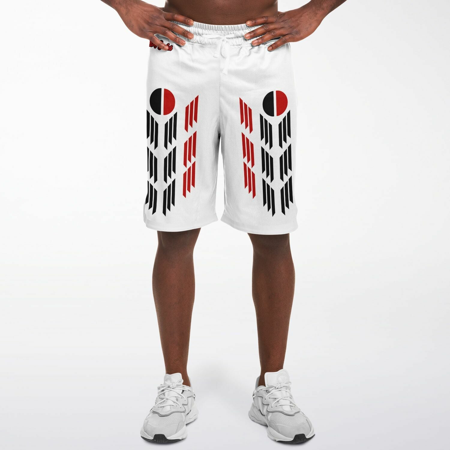 $NiieihiiNookei Arapaho Flag Design Basketball Short Rib - AOP