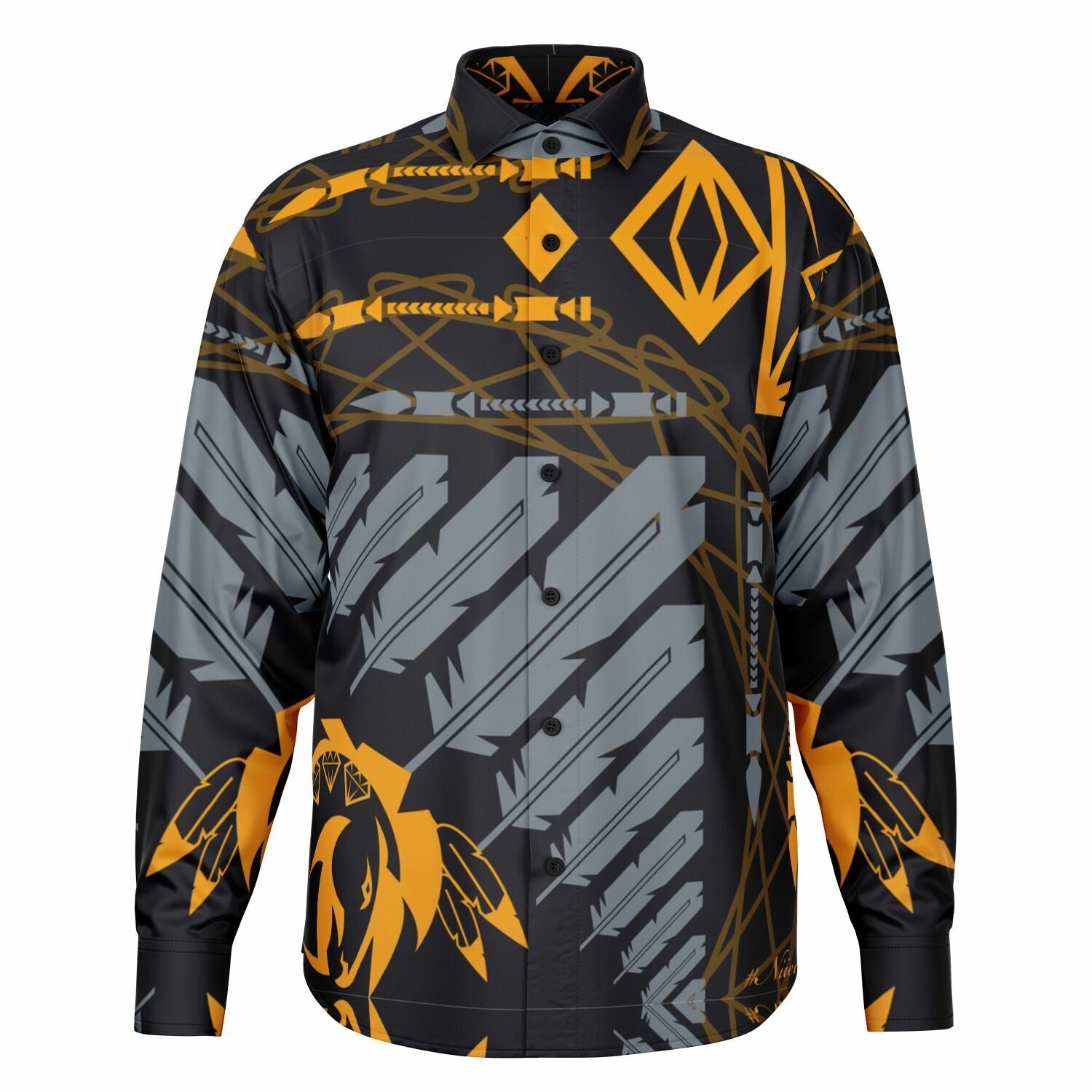 $NiieihiiNookei Long Sleeve Button Down Shirt - AOP