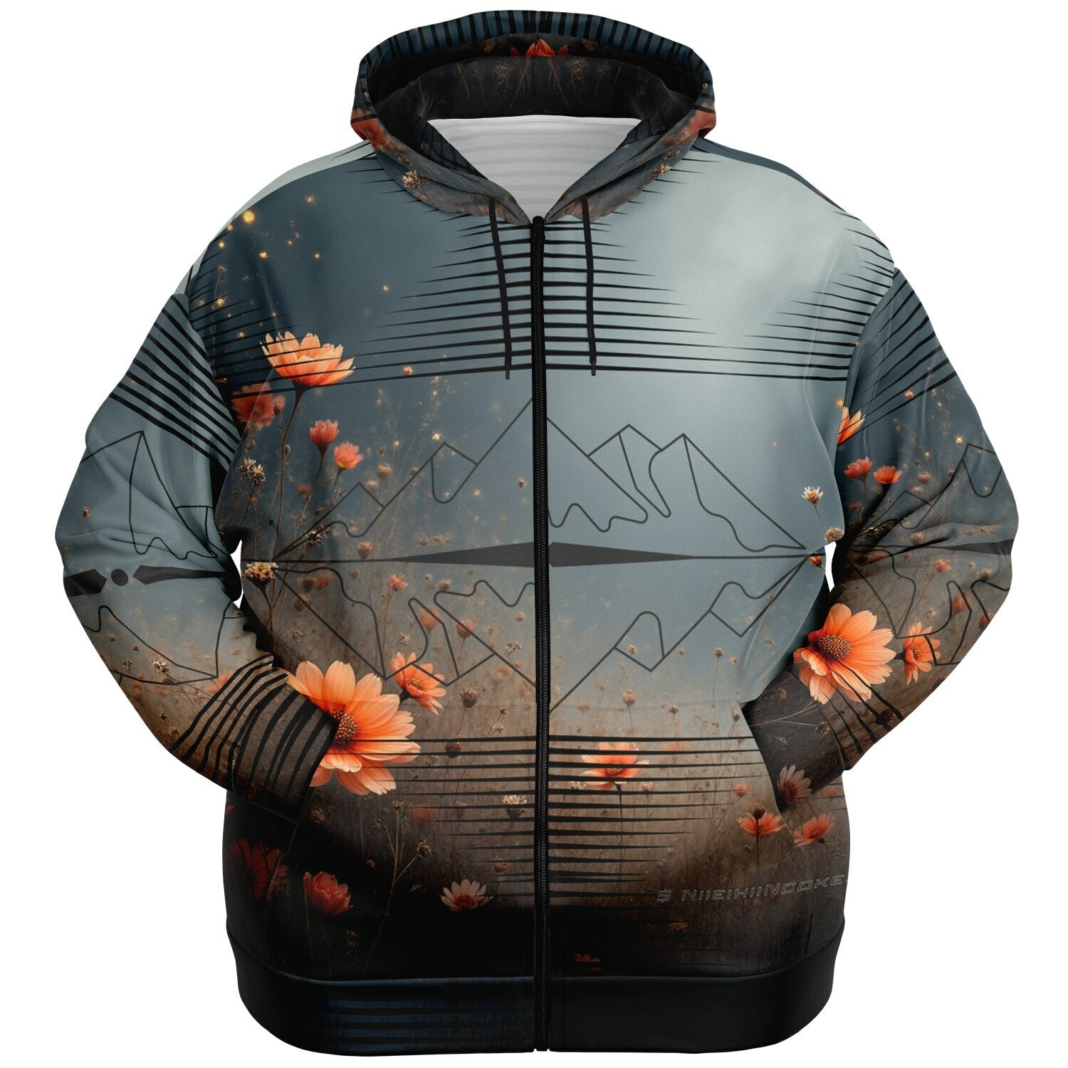 $NiieihiiNookei  Plus-size Ziphoodie - AOP